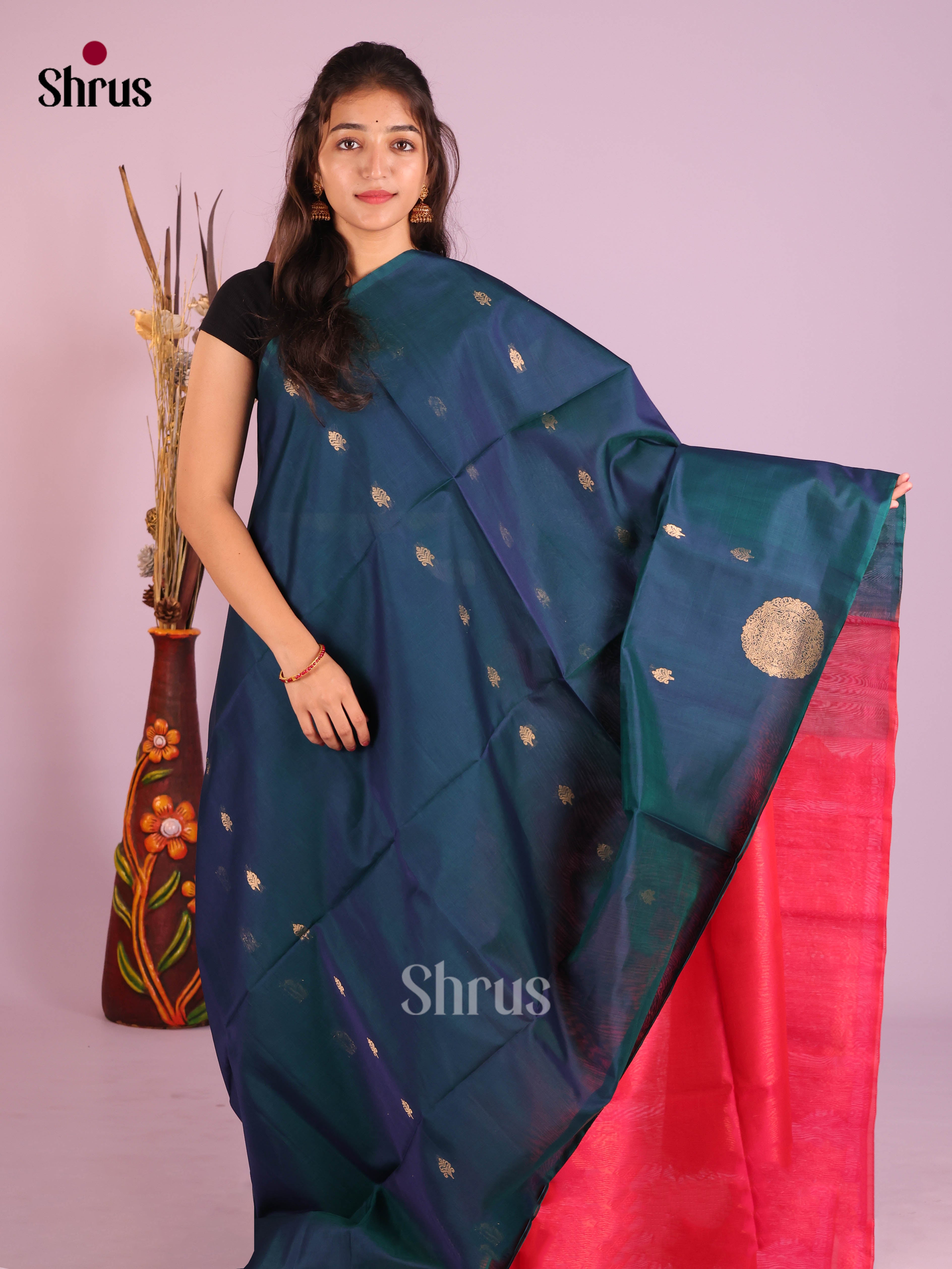 Peacock Blue-Timeless Silk Cotton Saree