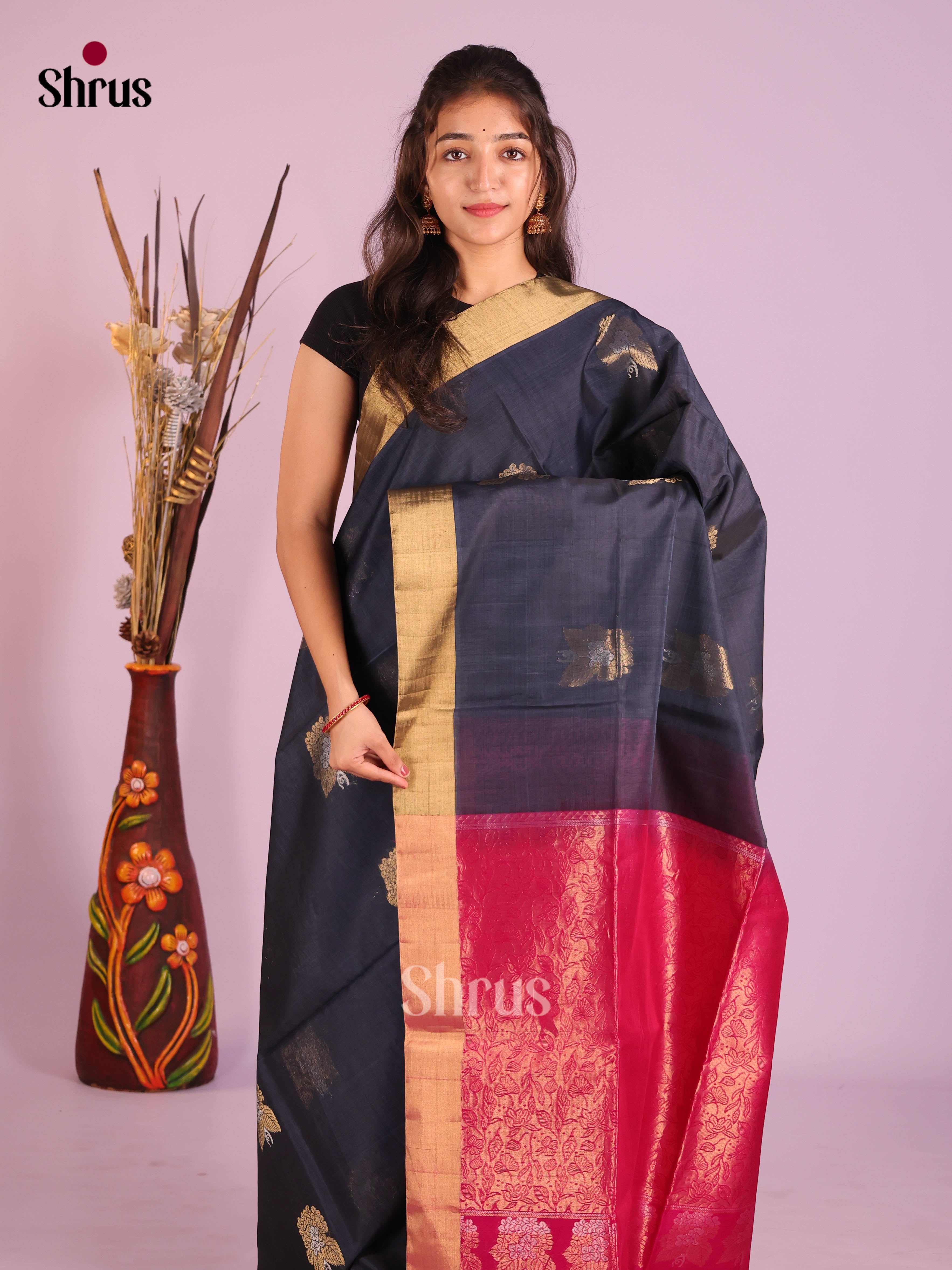 Black& Maroon-Timeless Silk Cotton Saree