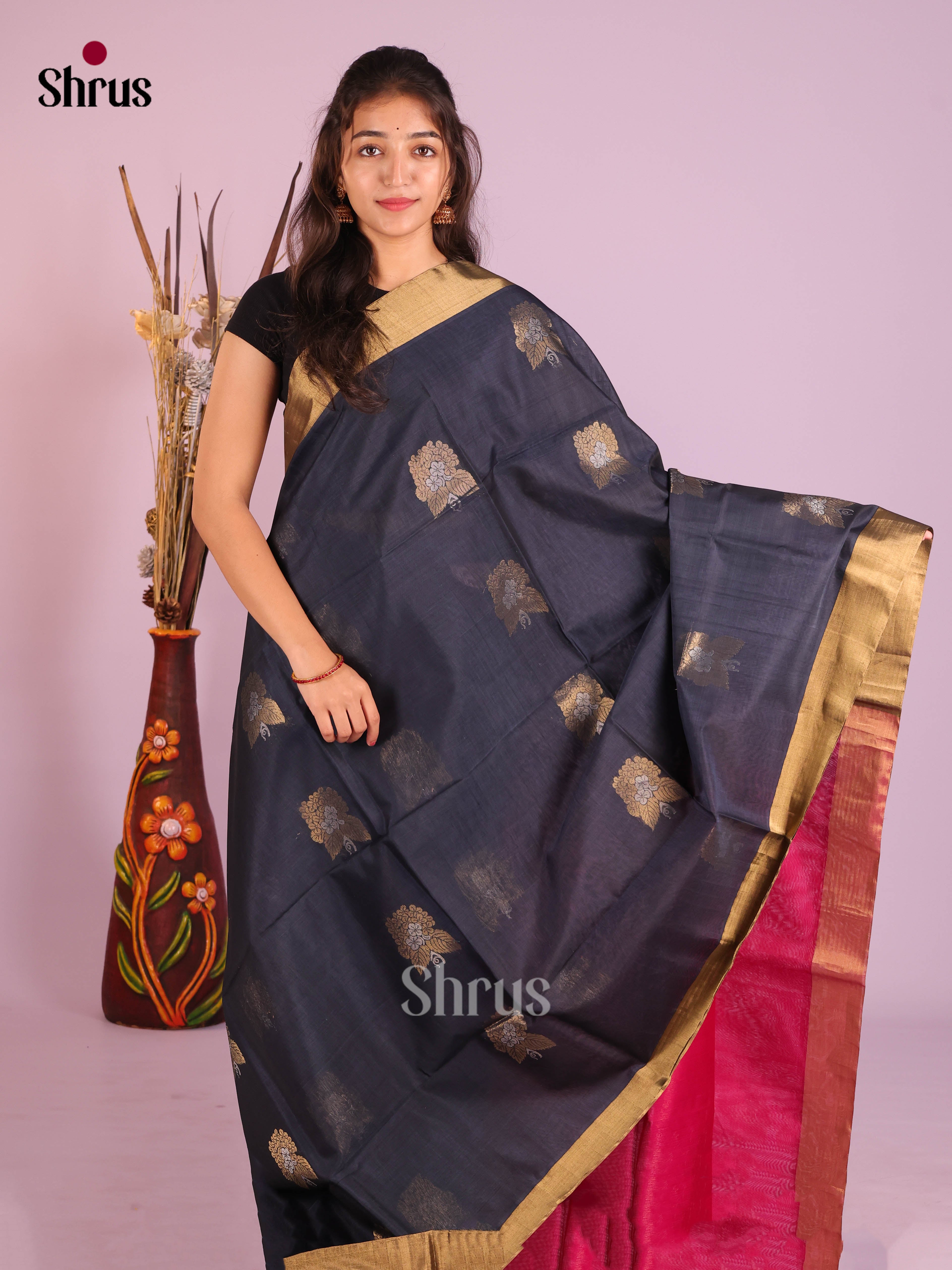 Black& Maroon-Timeless Silk Cotton Saree