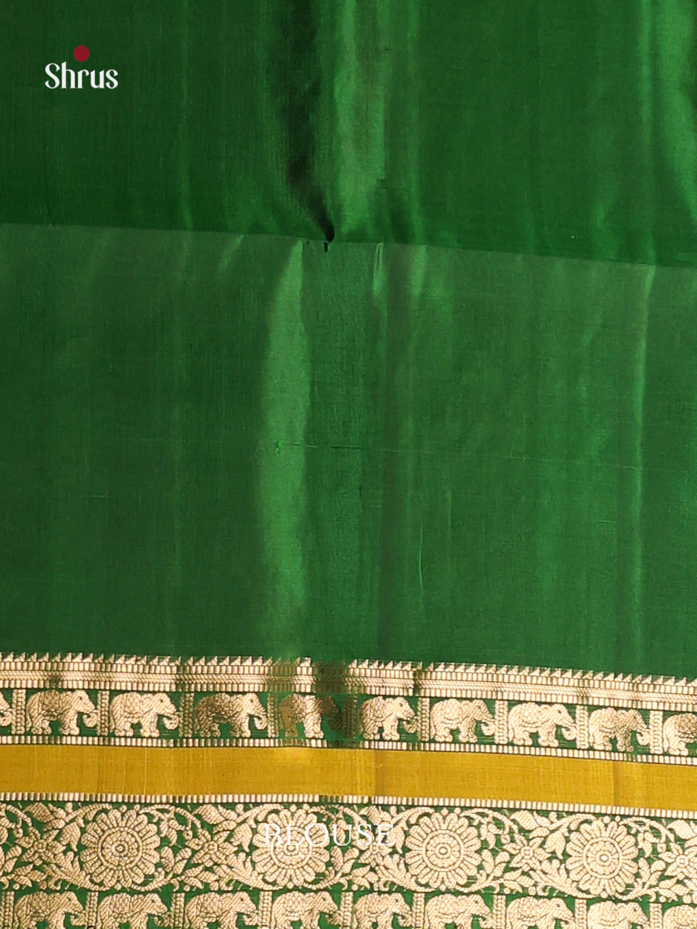 Classic Grey Soft Silk Saree with Golden Floral Motifs & Green Rettaipet Zari Border 2