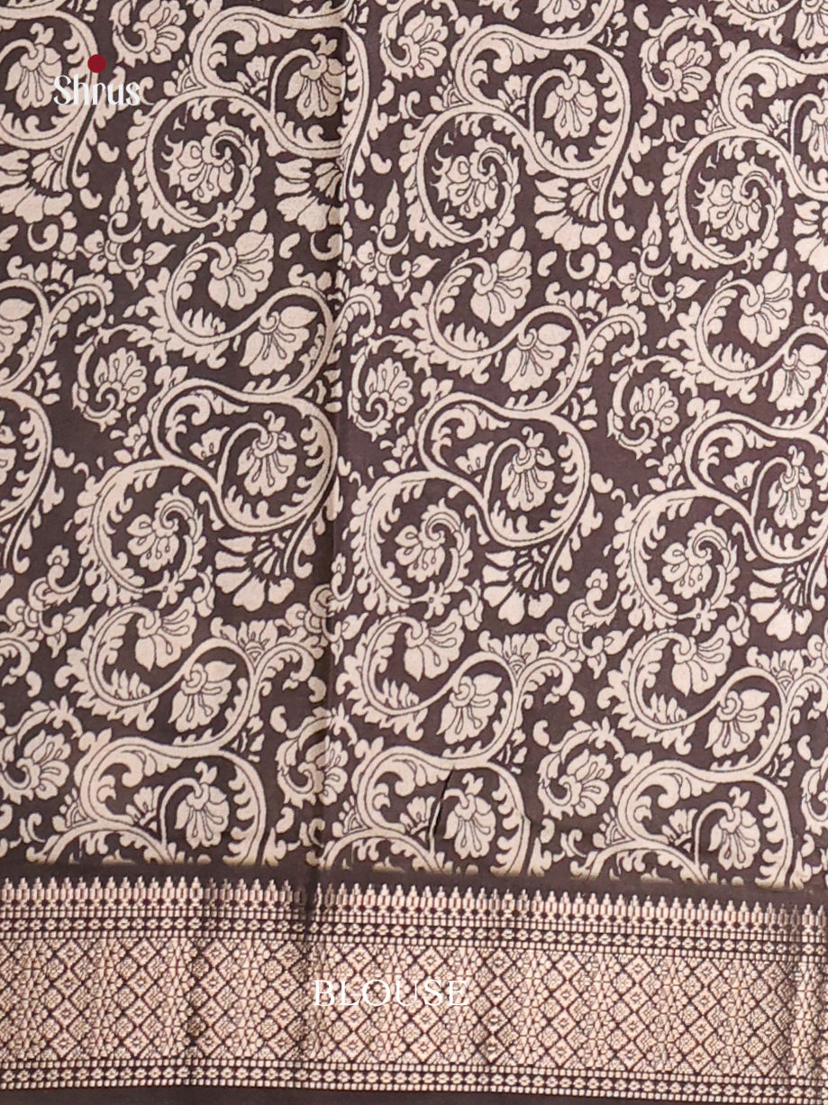 Cream & Black- Semi Tussar Saree