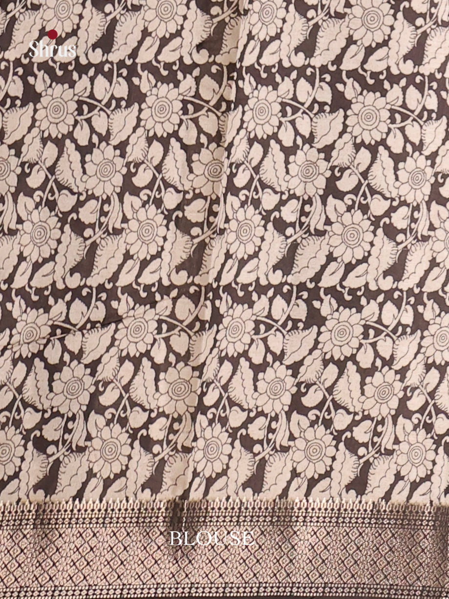 Cream & Black - Semi Tussar Saree