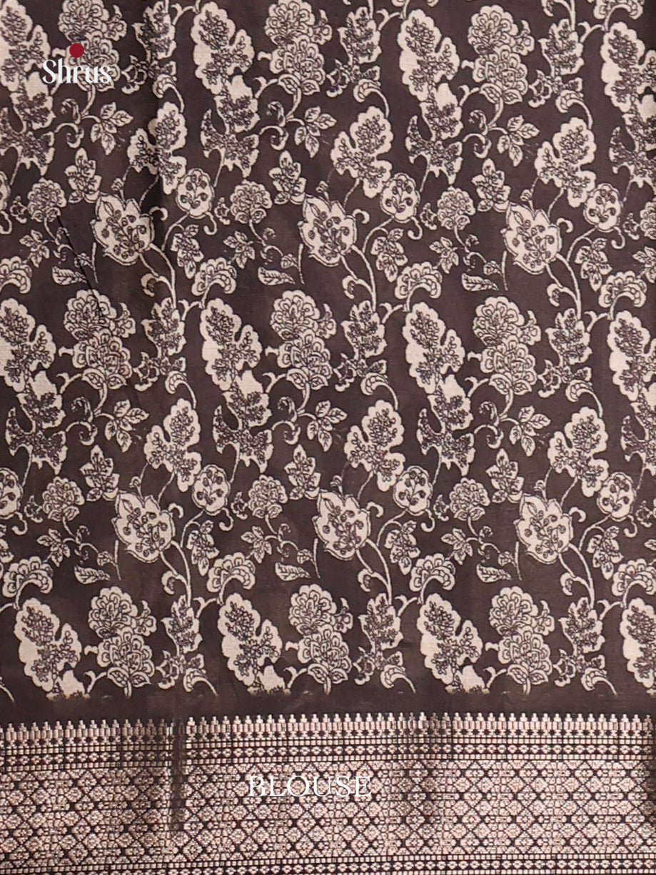 Cream & Black - Semi Tussar Saree