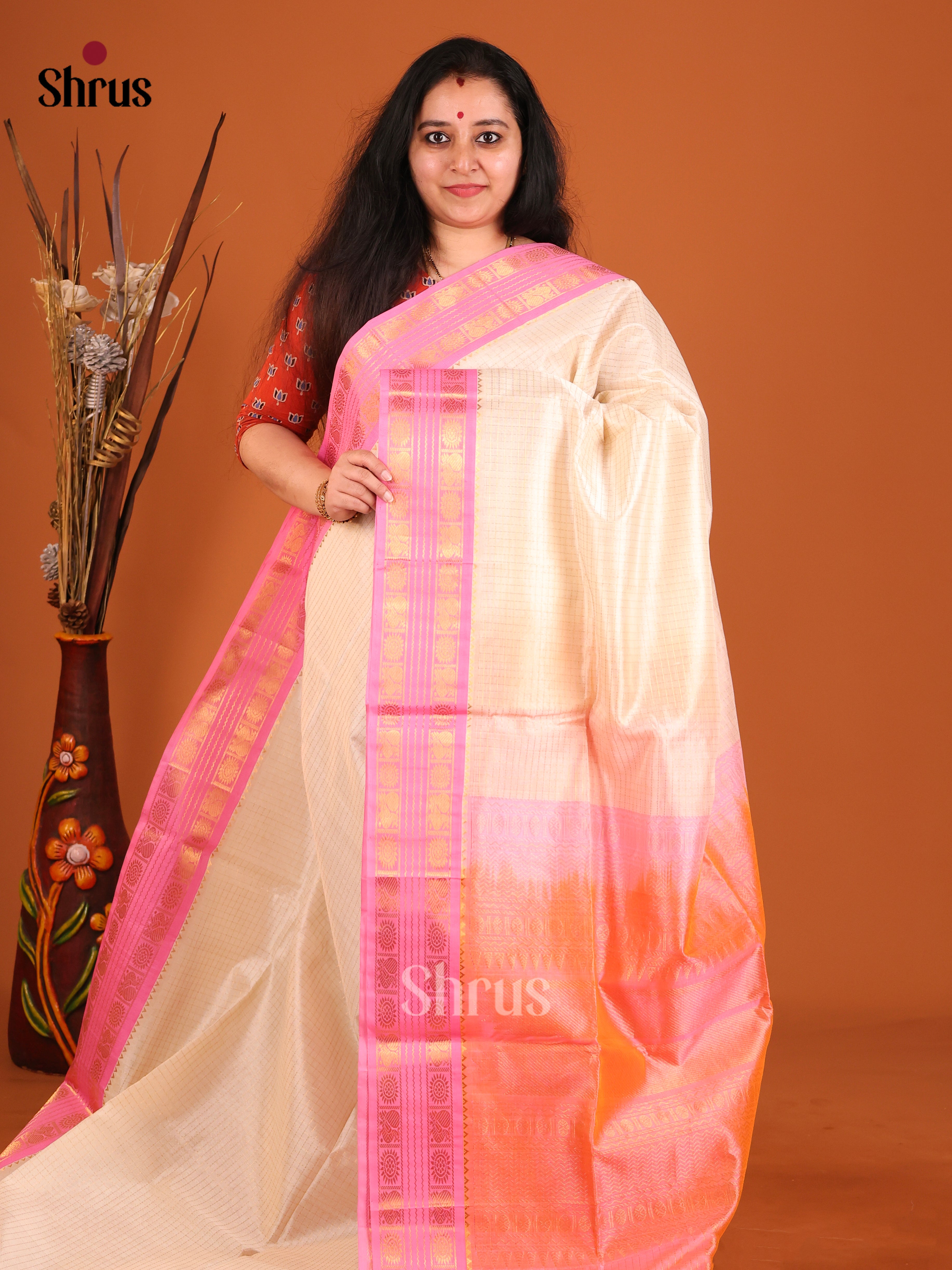 DIS17193 - Korvai-kattams Saree - Shop on Shrus.com