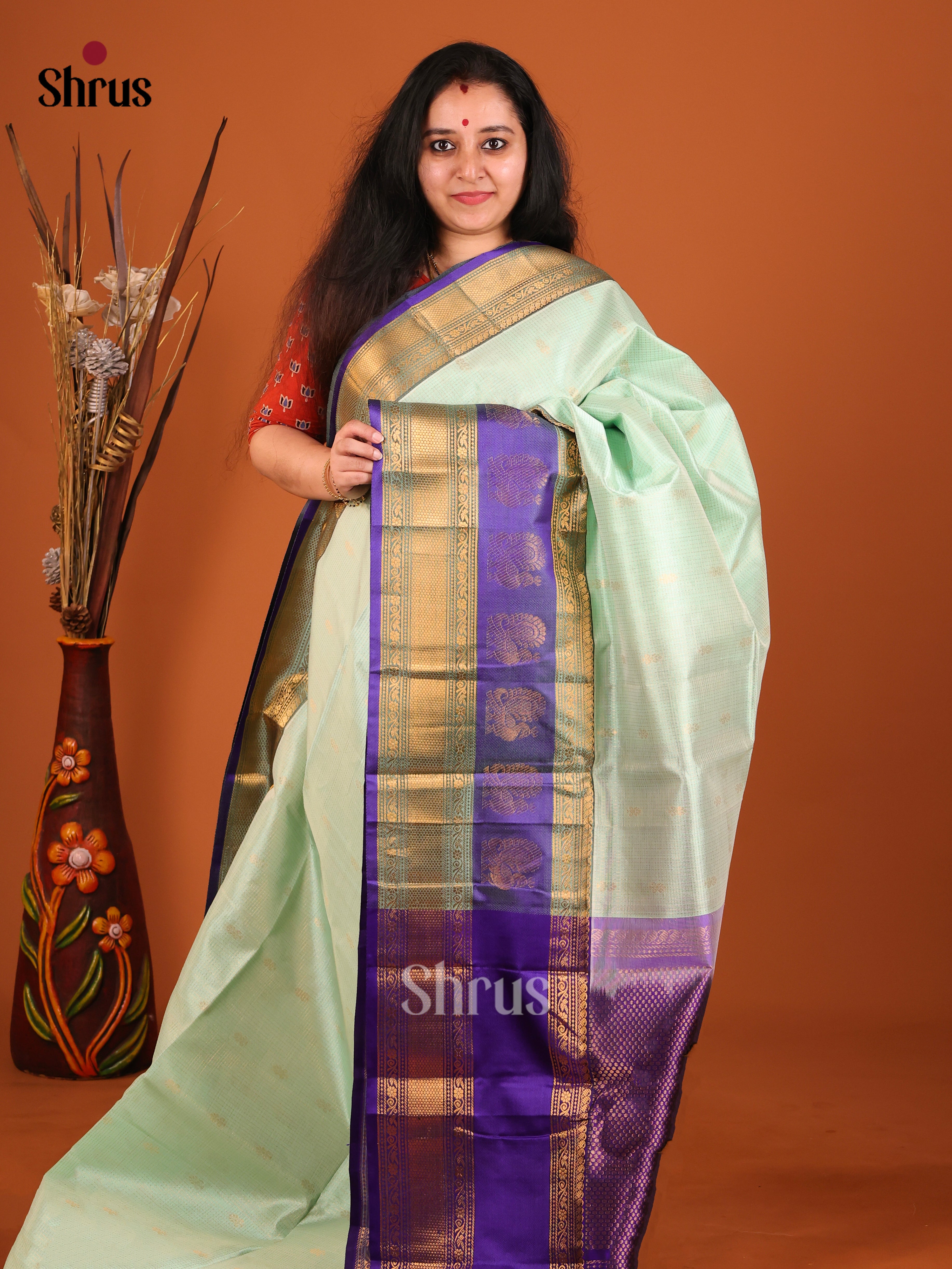 DIS17206 - Korvai-Big border Saree - Shop on Shrus.com