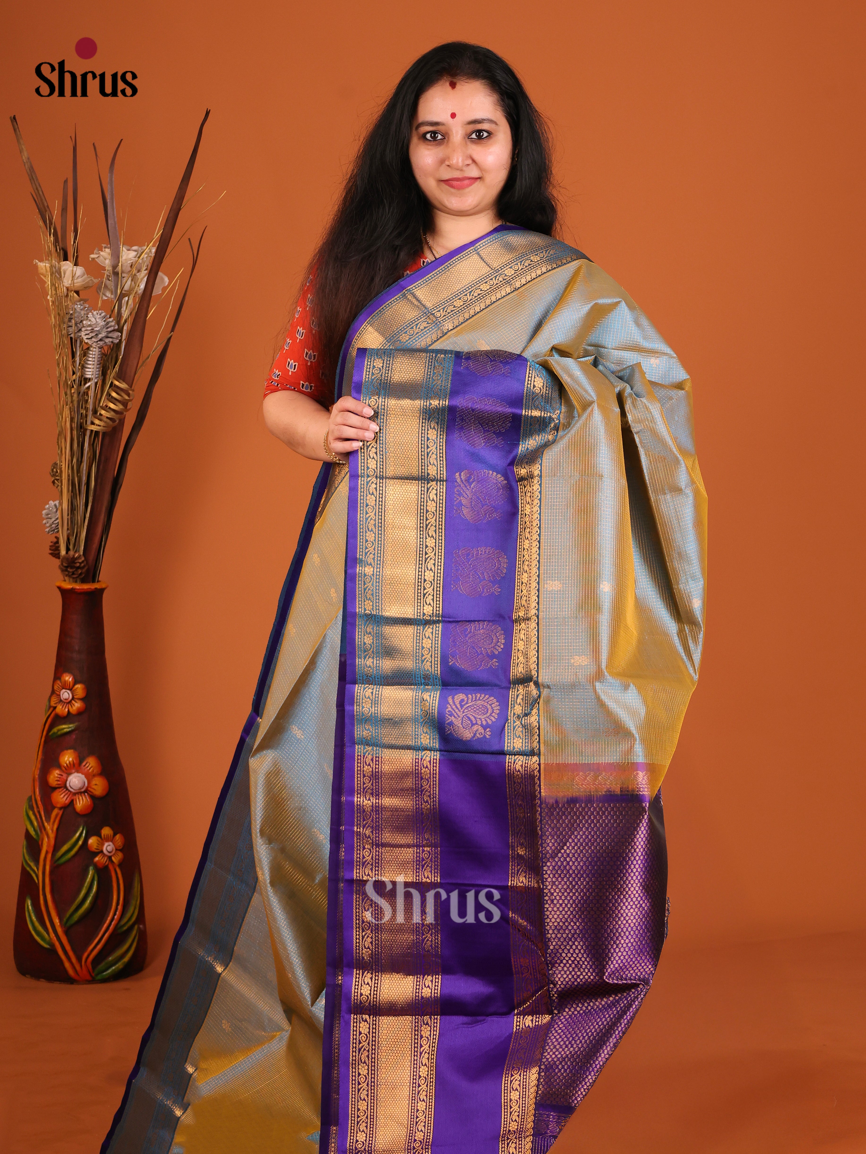 DIS17208 - Korvai-Big border Saree - Shop on Shrus.com