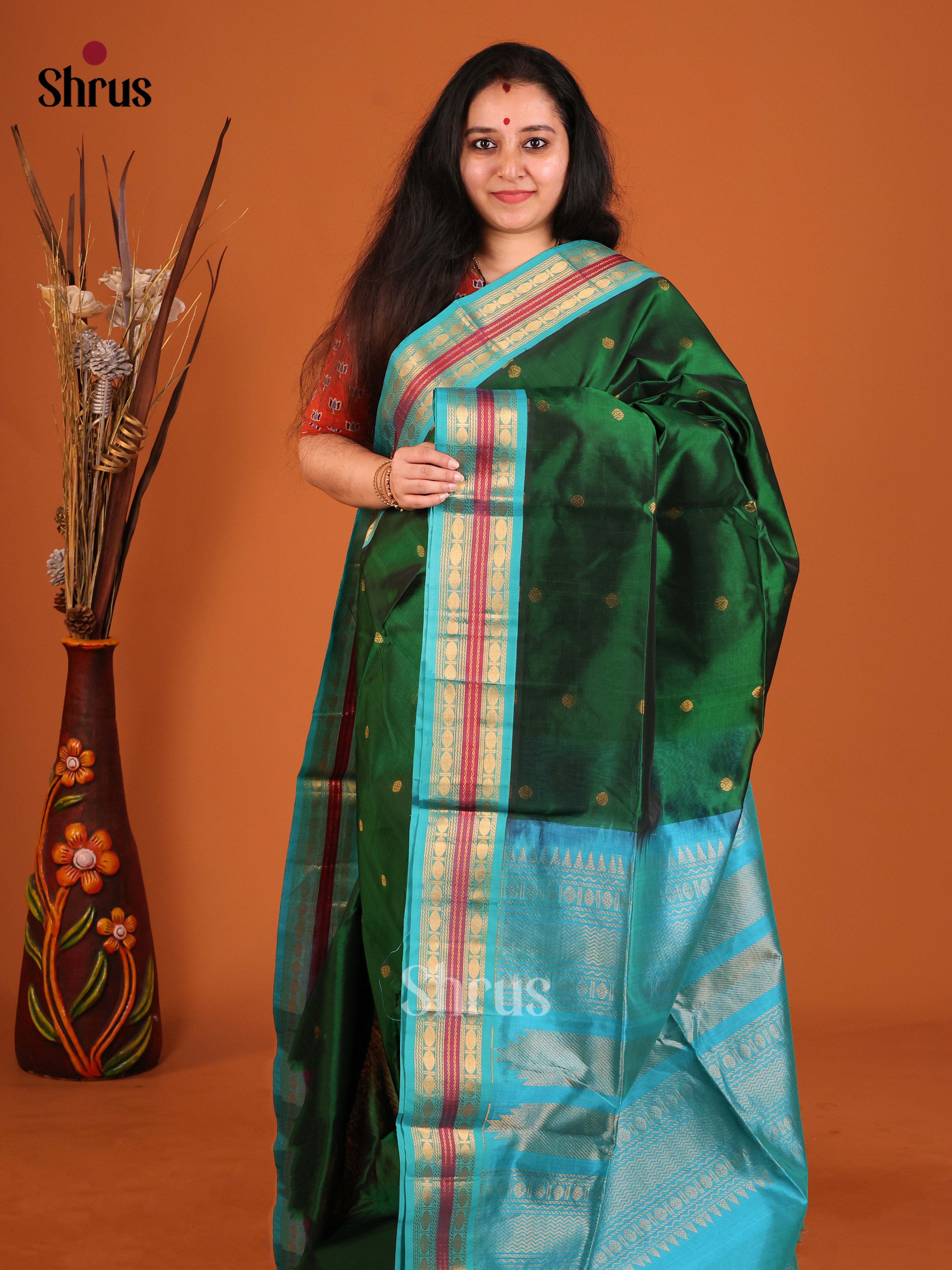 DIS17214 - Korvai-Small border Saree - Shop on Shrus.com