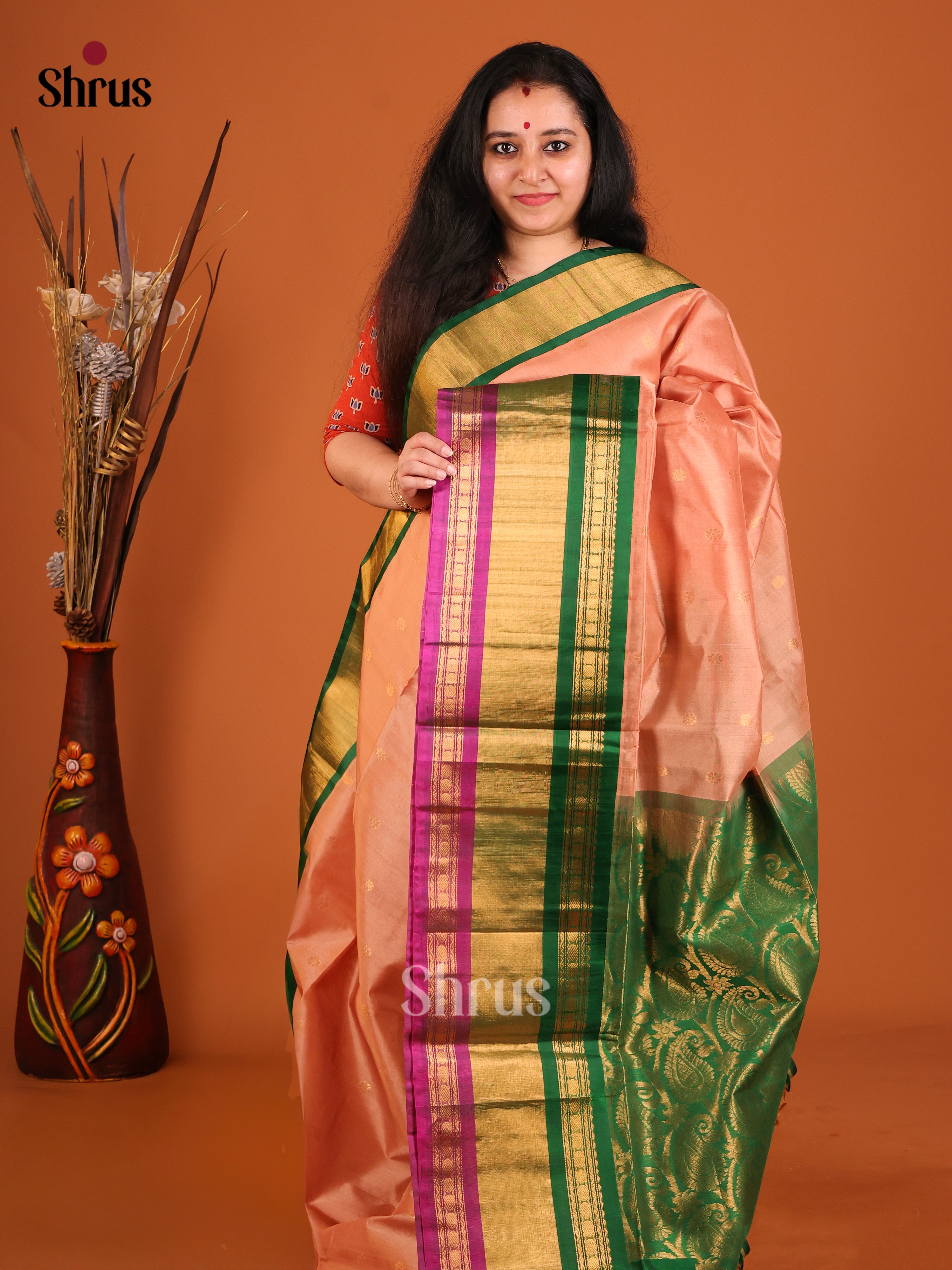 DIS17226 - Korvai-Big border Saree - Shop on Shrus.com