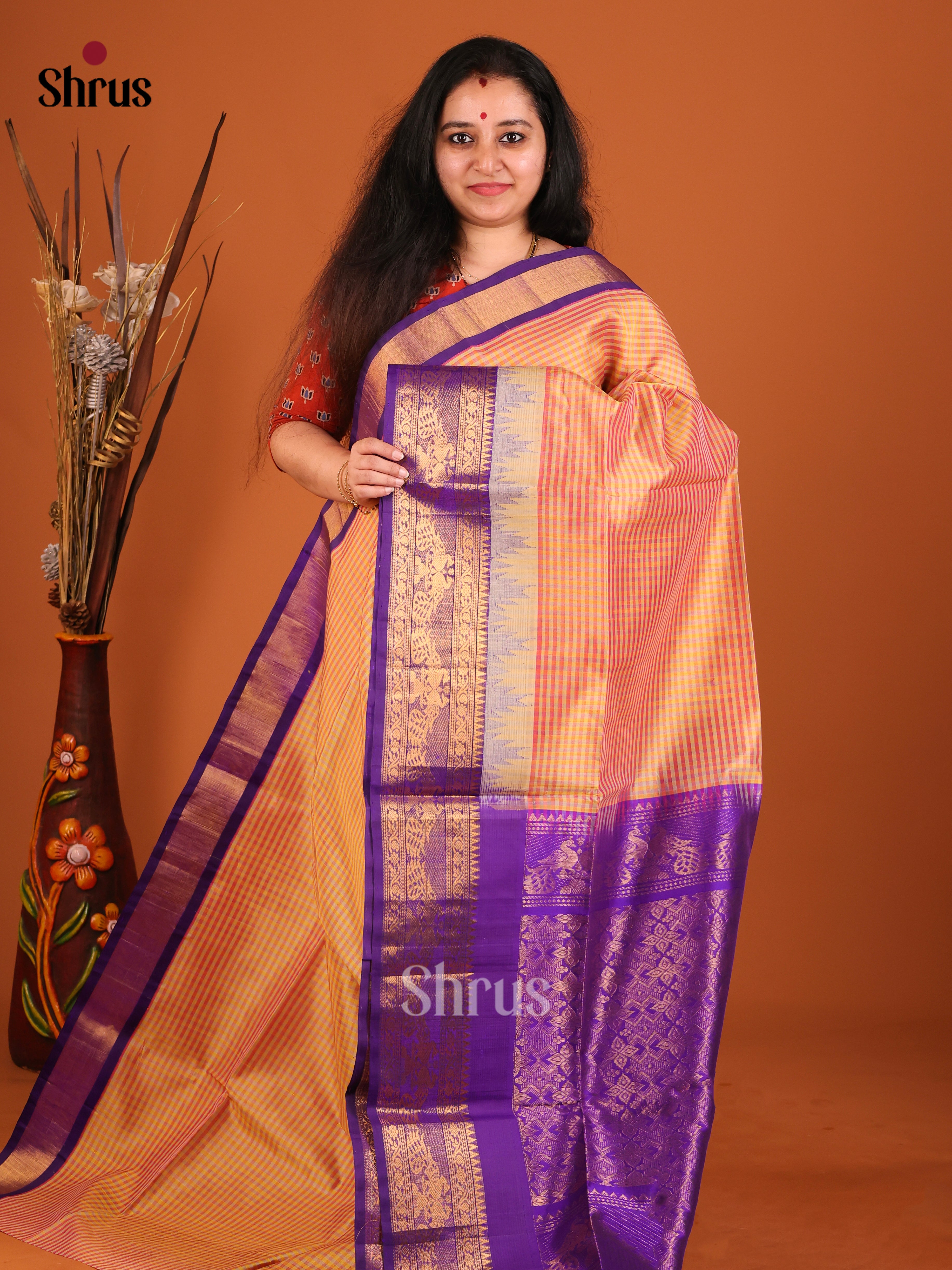 DIS17233 - Korvai-kattams Saree - Shop on Shrus.com