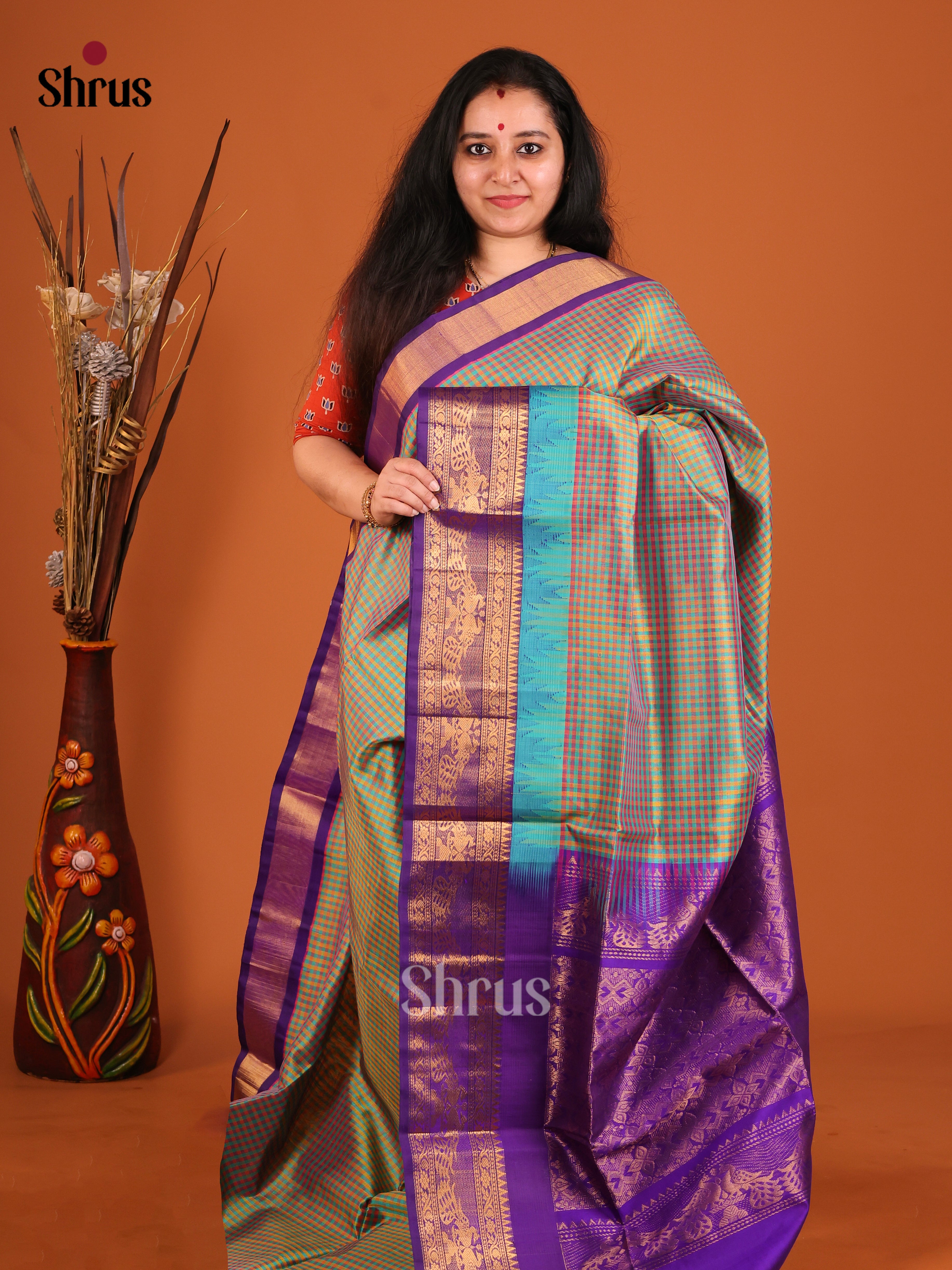 DIS17235 - Korvai-kattams Saree - Shop on Shrus.com