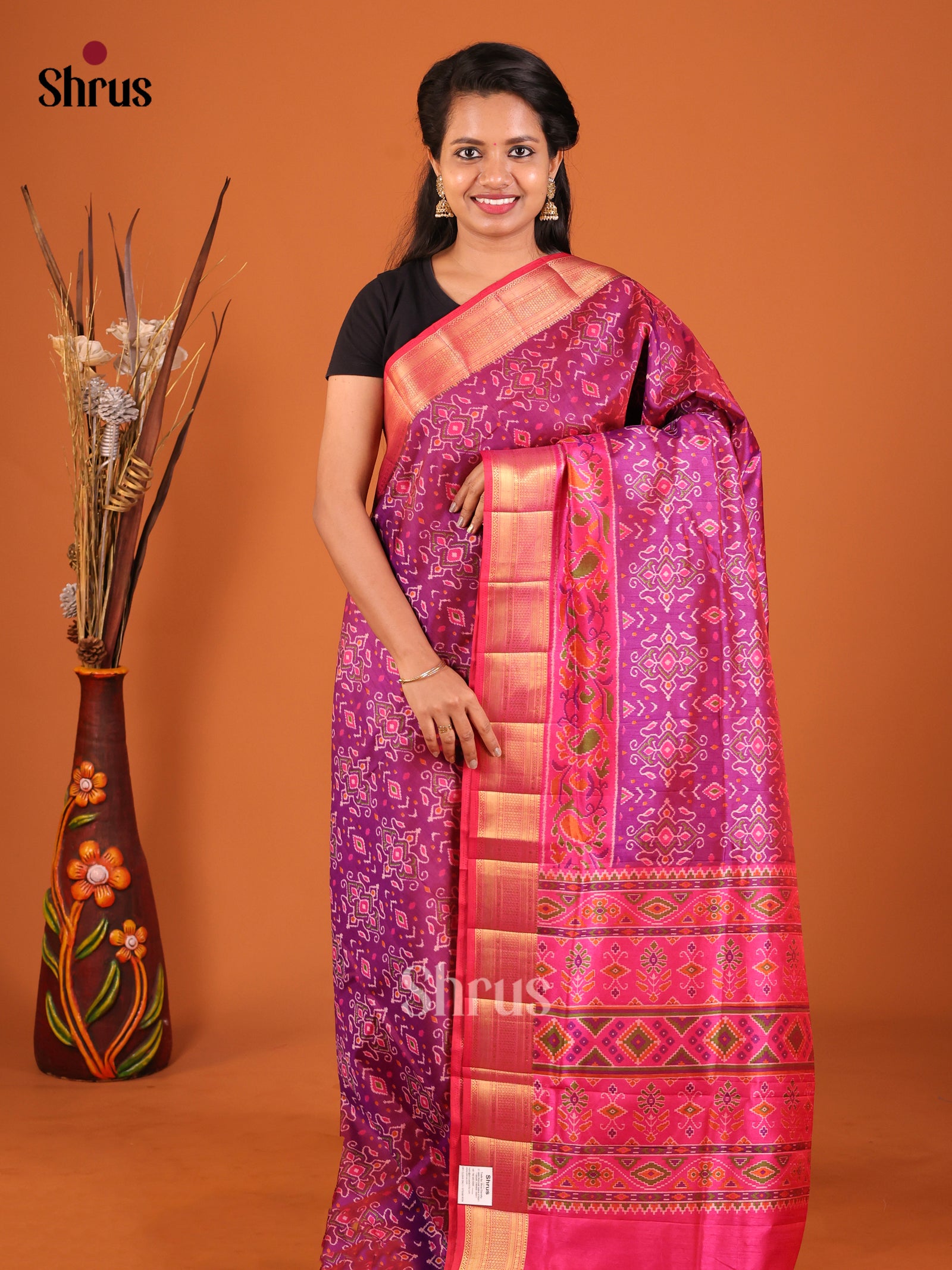 Purple & Pink - Semi Patola Saree