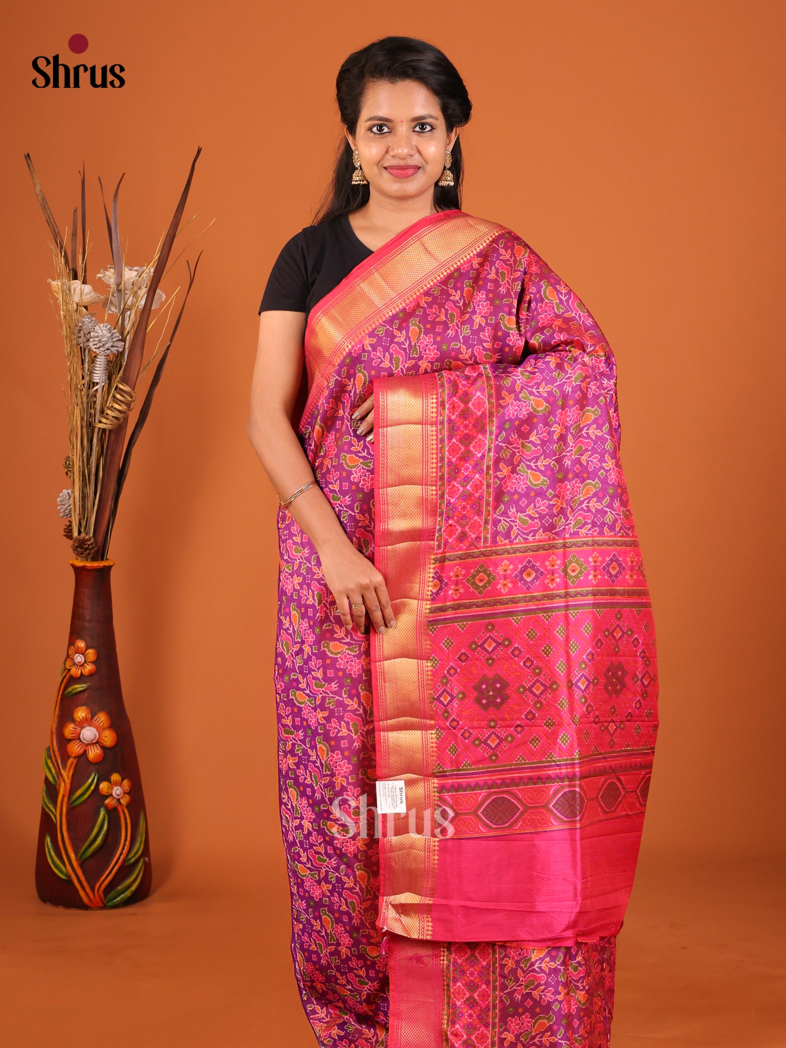Purple & Pink - Semi Patola Saree