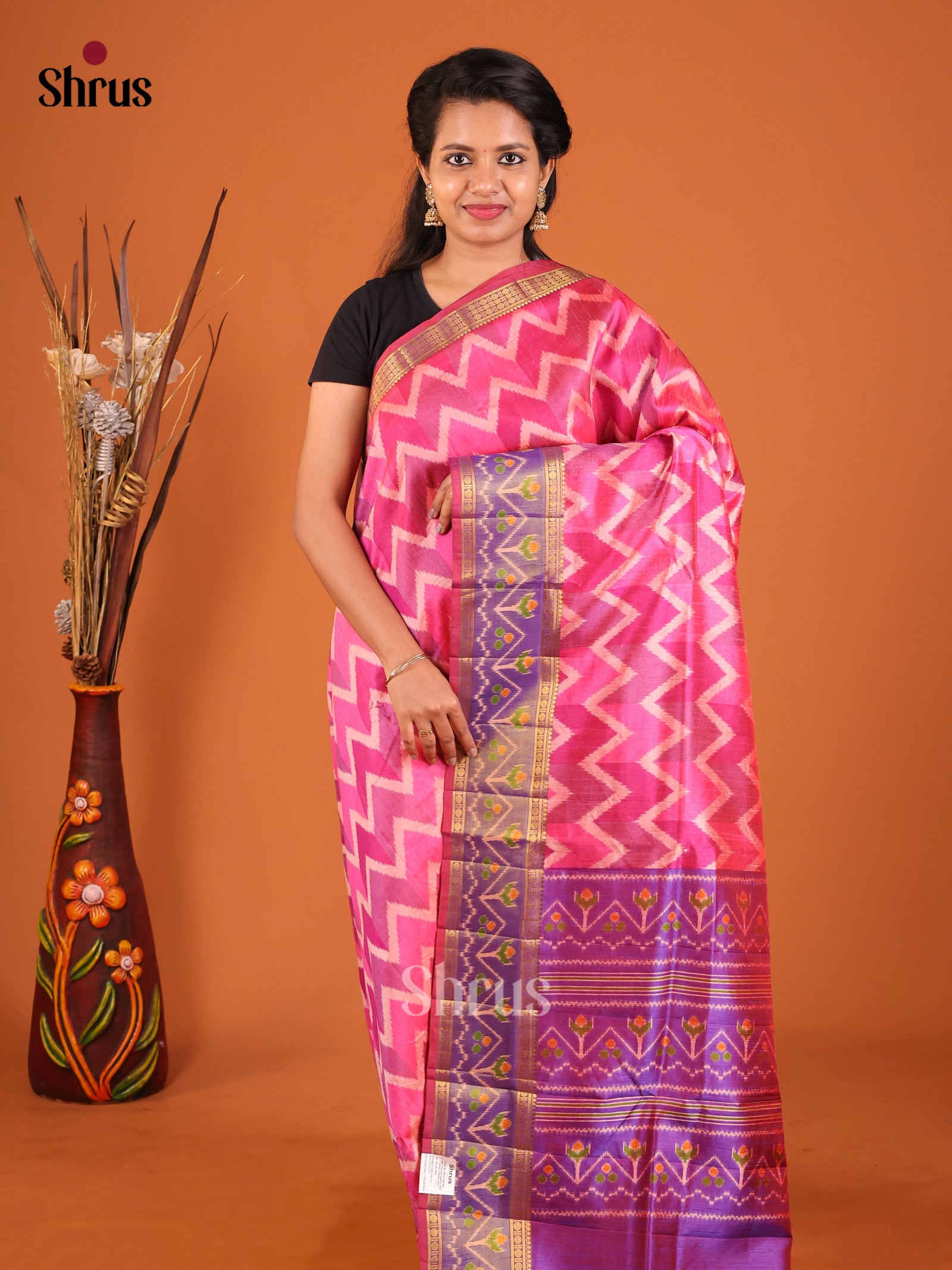 Pink & Purple- Semi Patola Saree