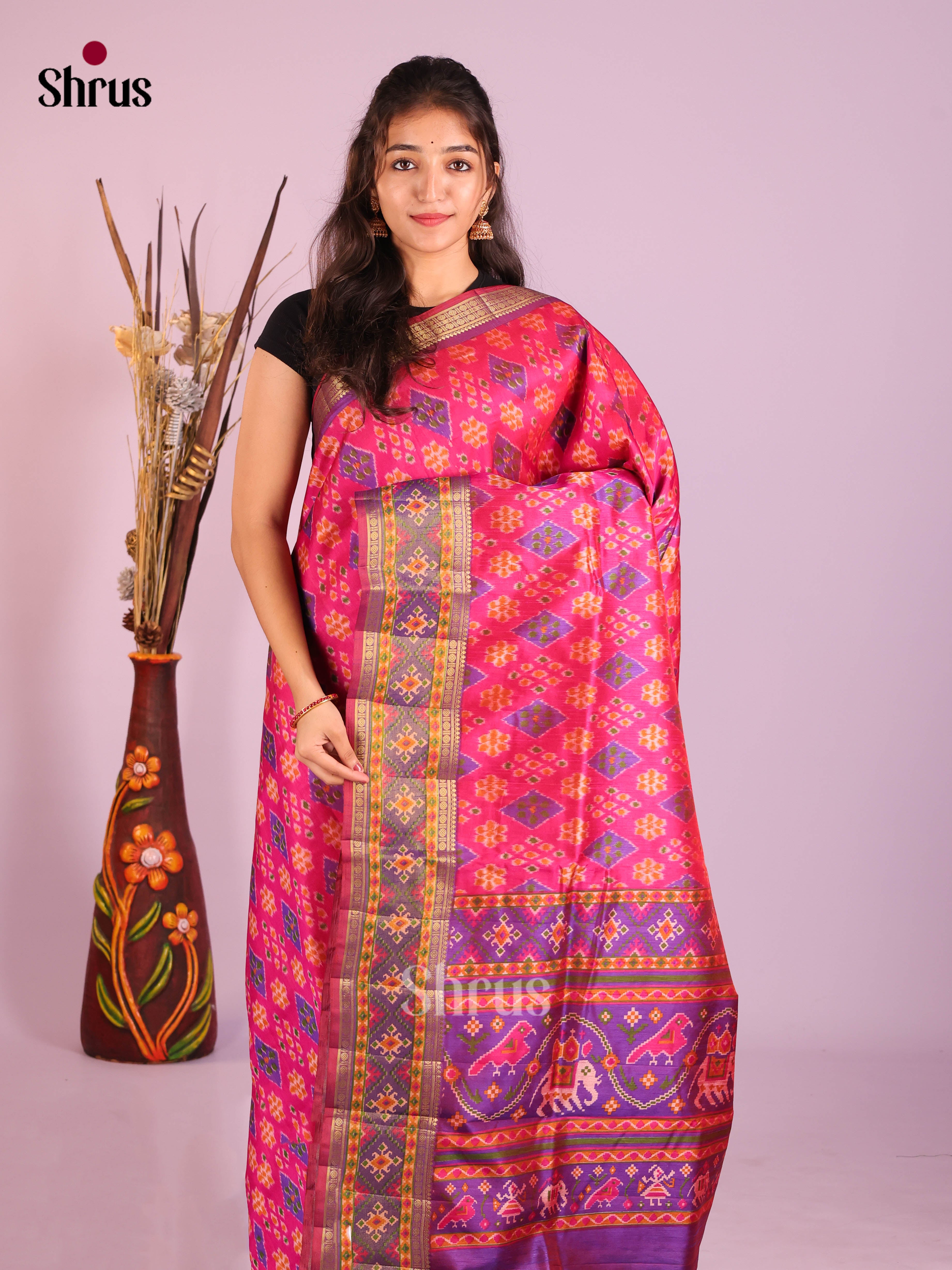 Pink & Purple - Semi Patola Saree