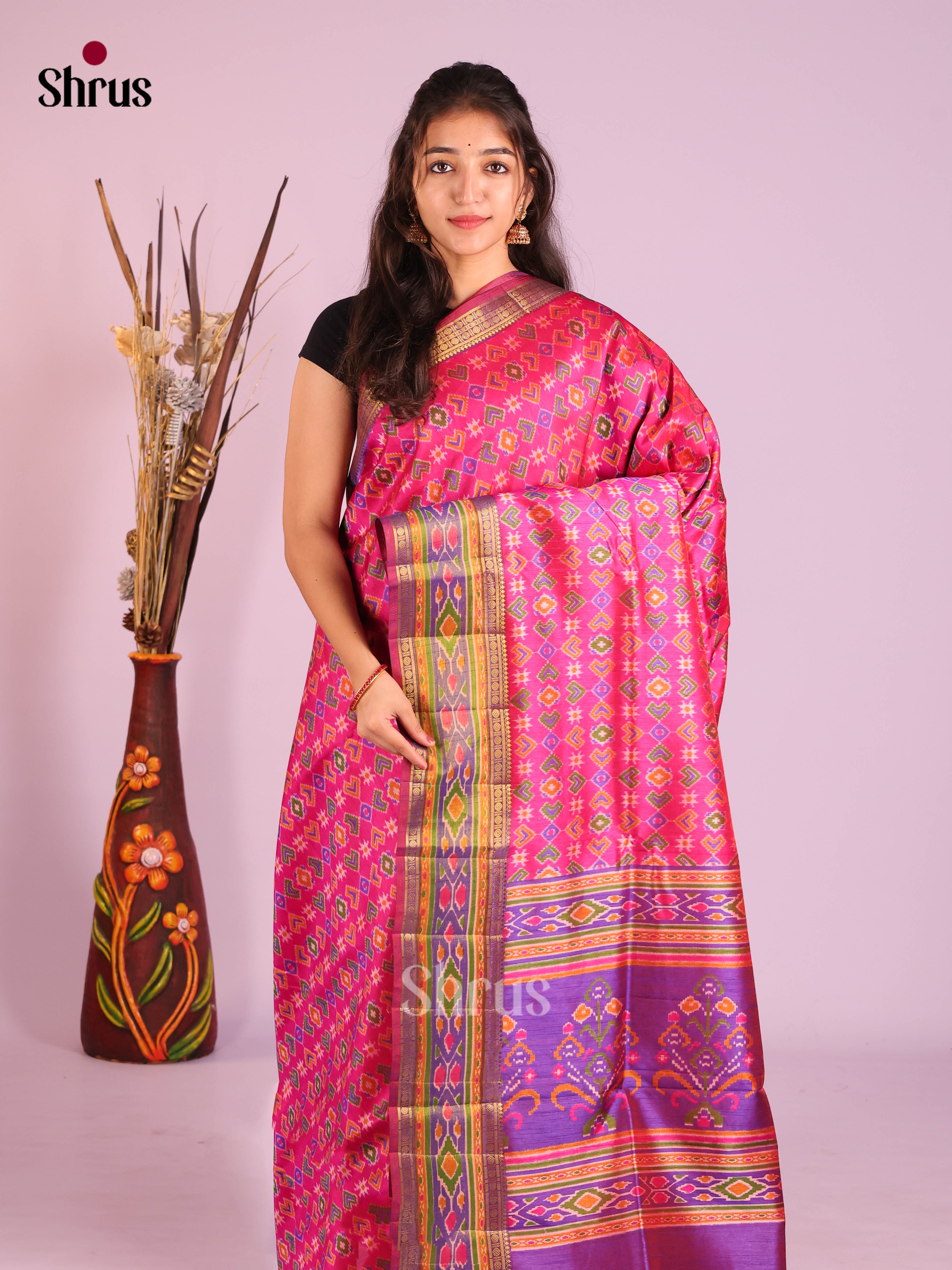 Pink & Purple- Semi Patola Saree