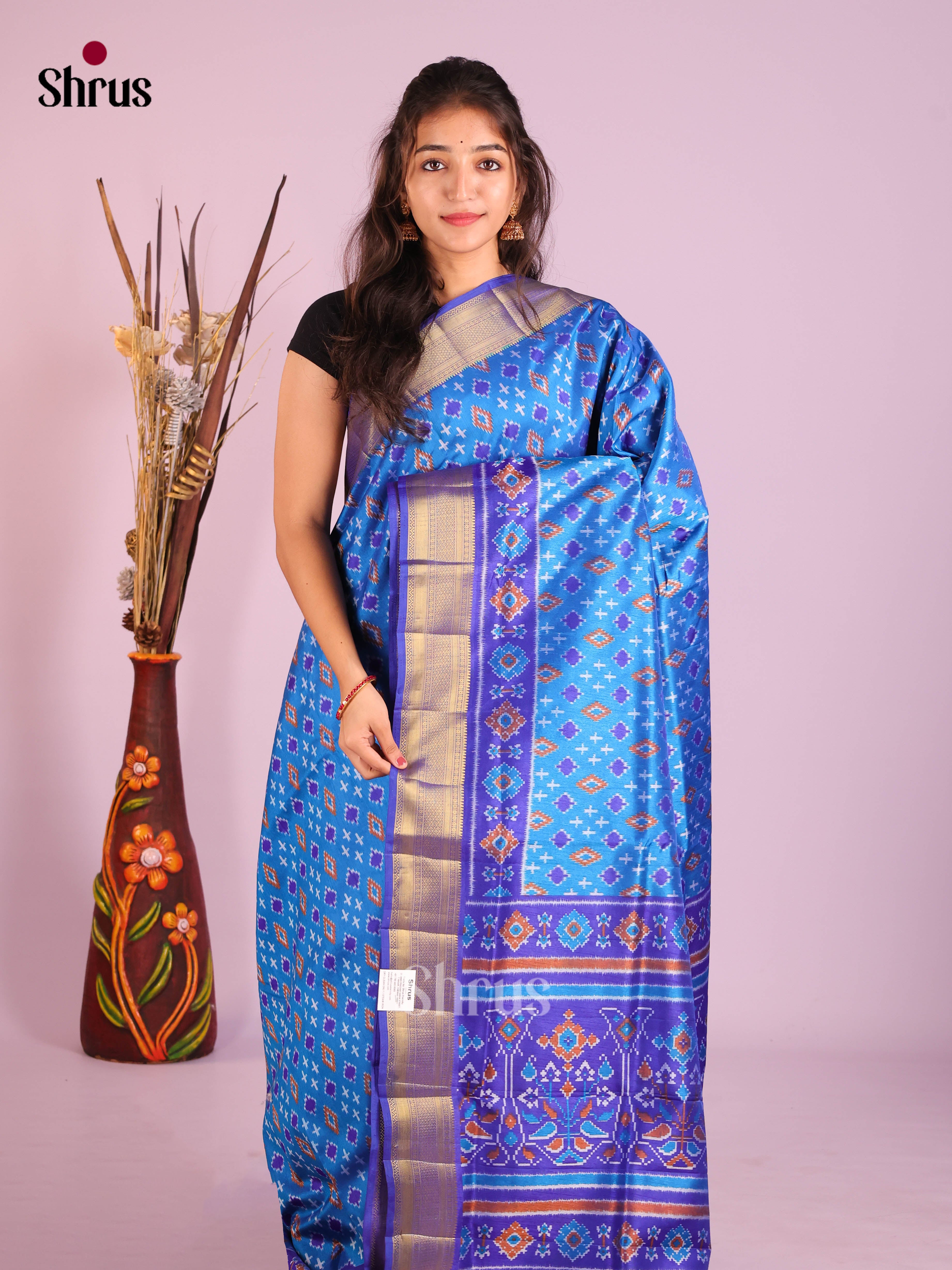 Blue - Semi Patola Saree