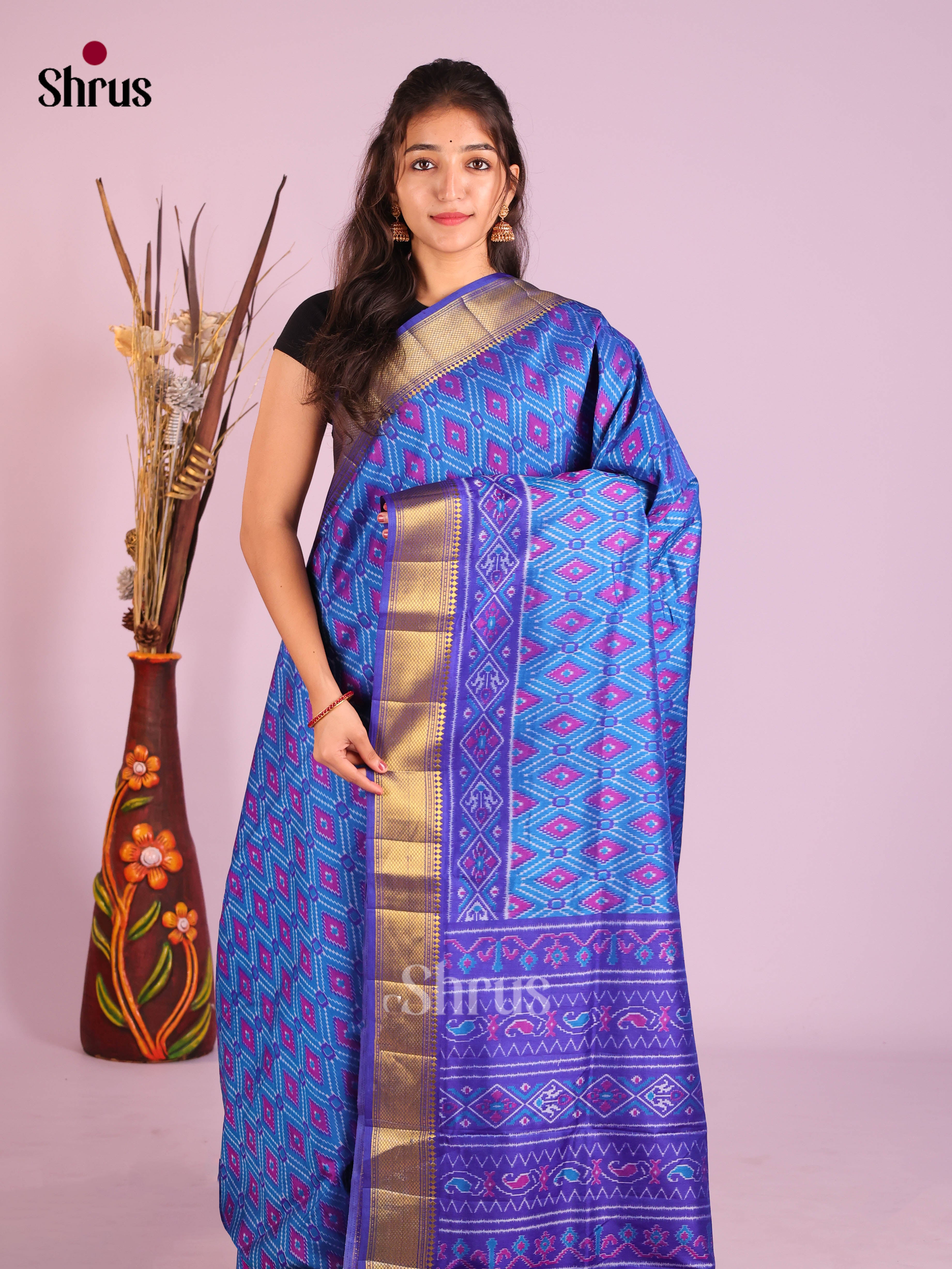 Blue- Semi Patola Saree