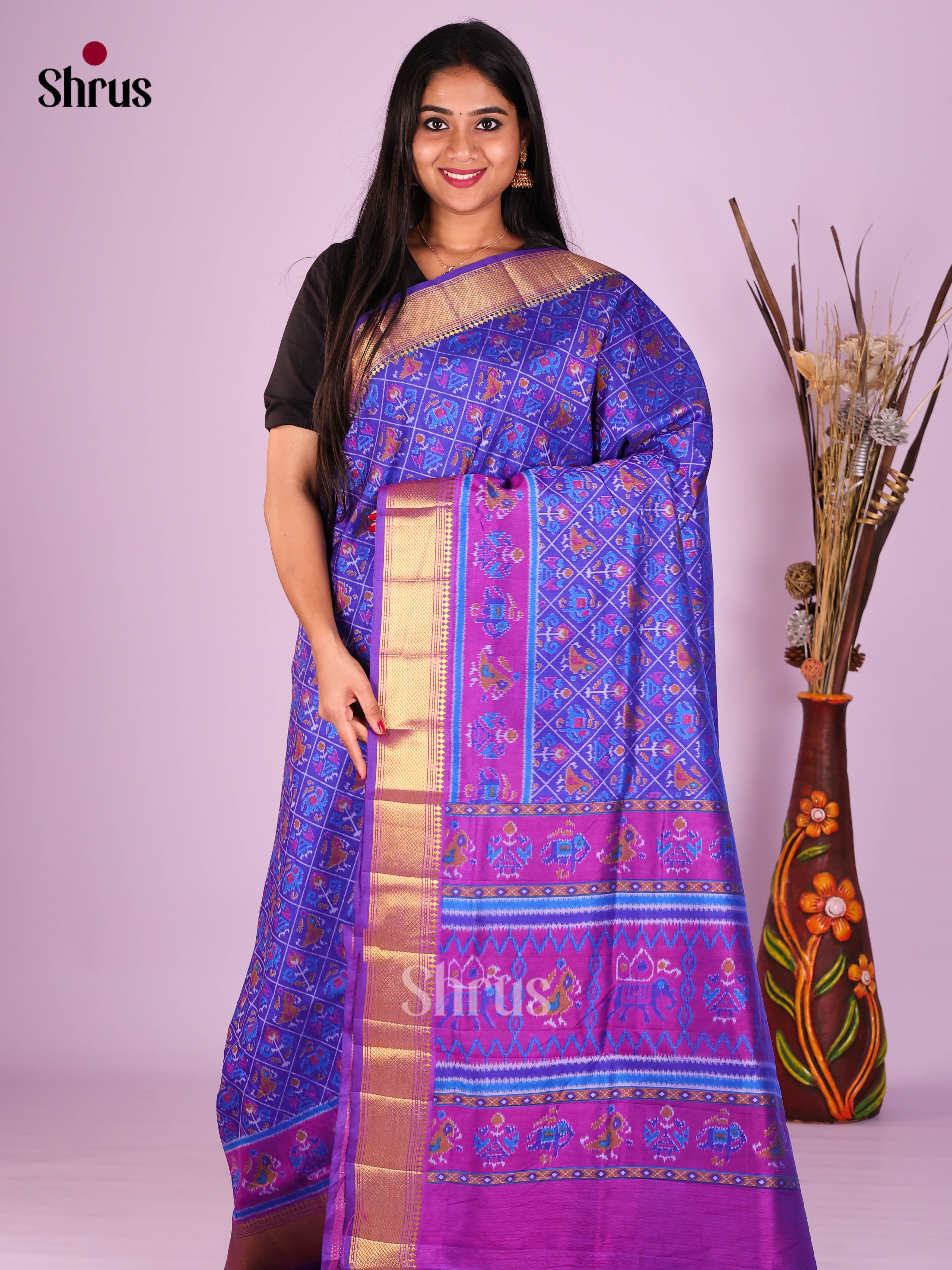 Blue & Purple - Semi Patola Saree