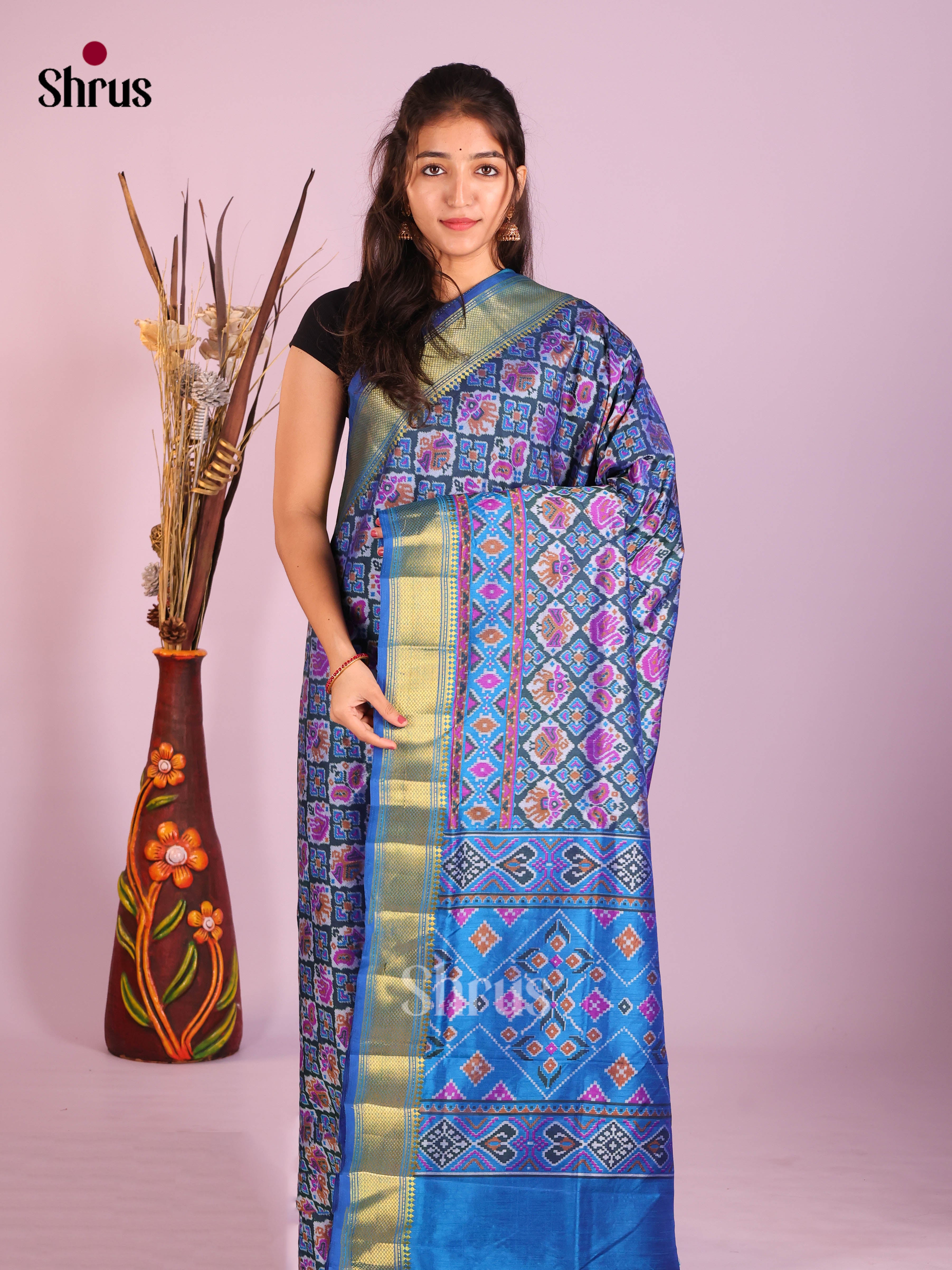 Blue - Semi Patola Saree