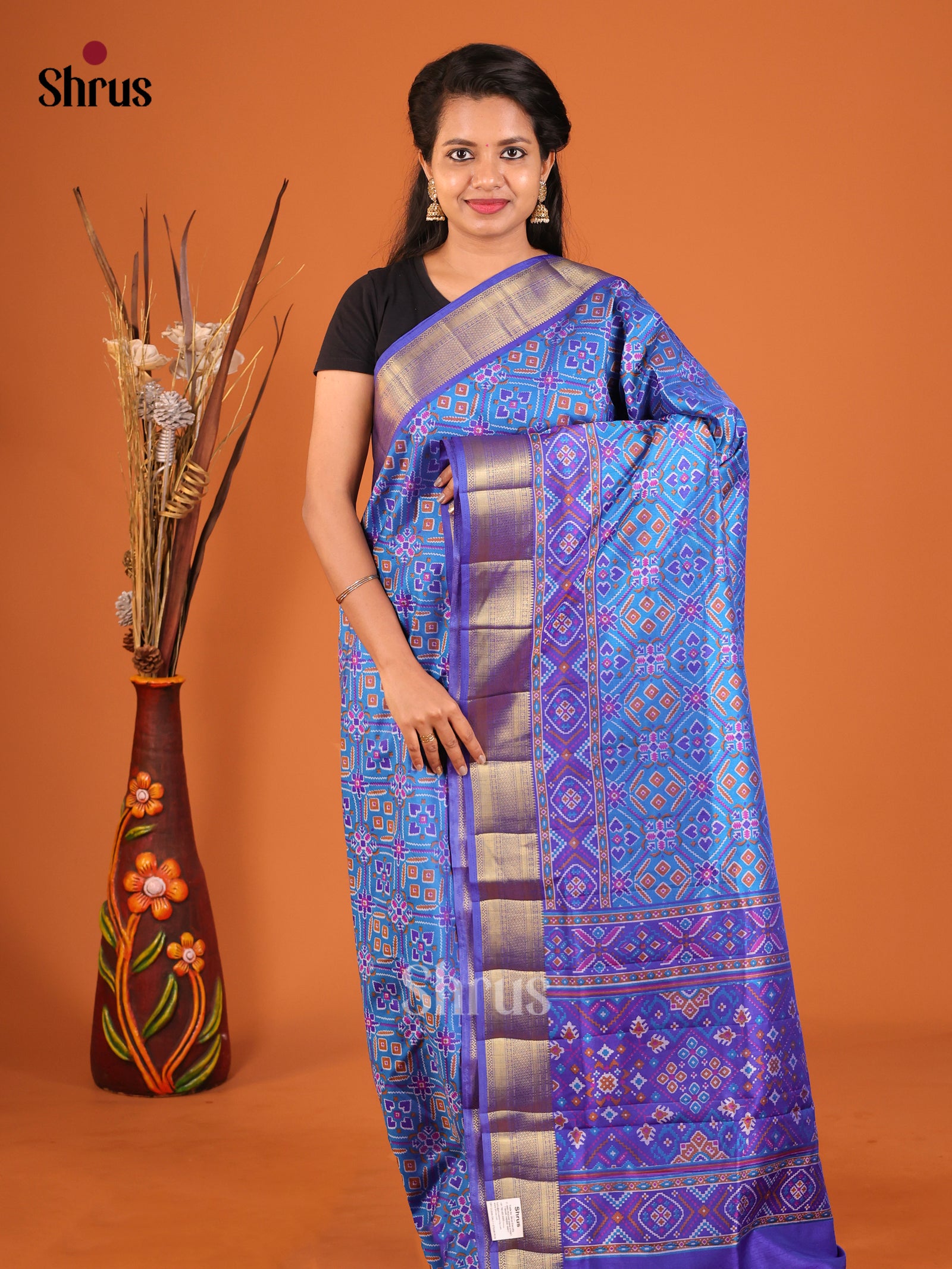 Blue - Semi Patola Saree