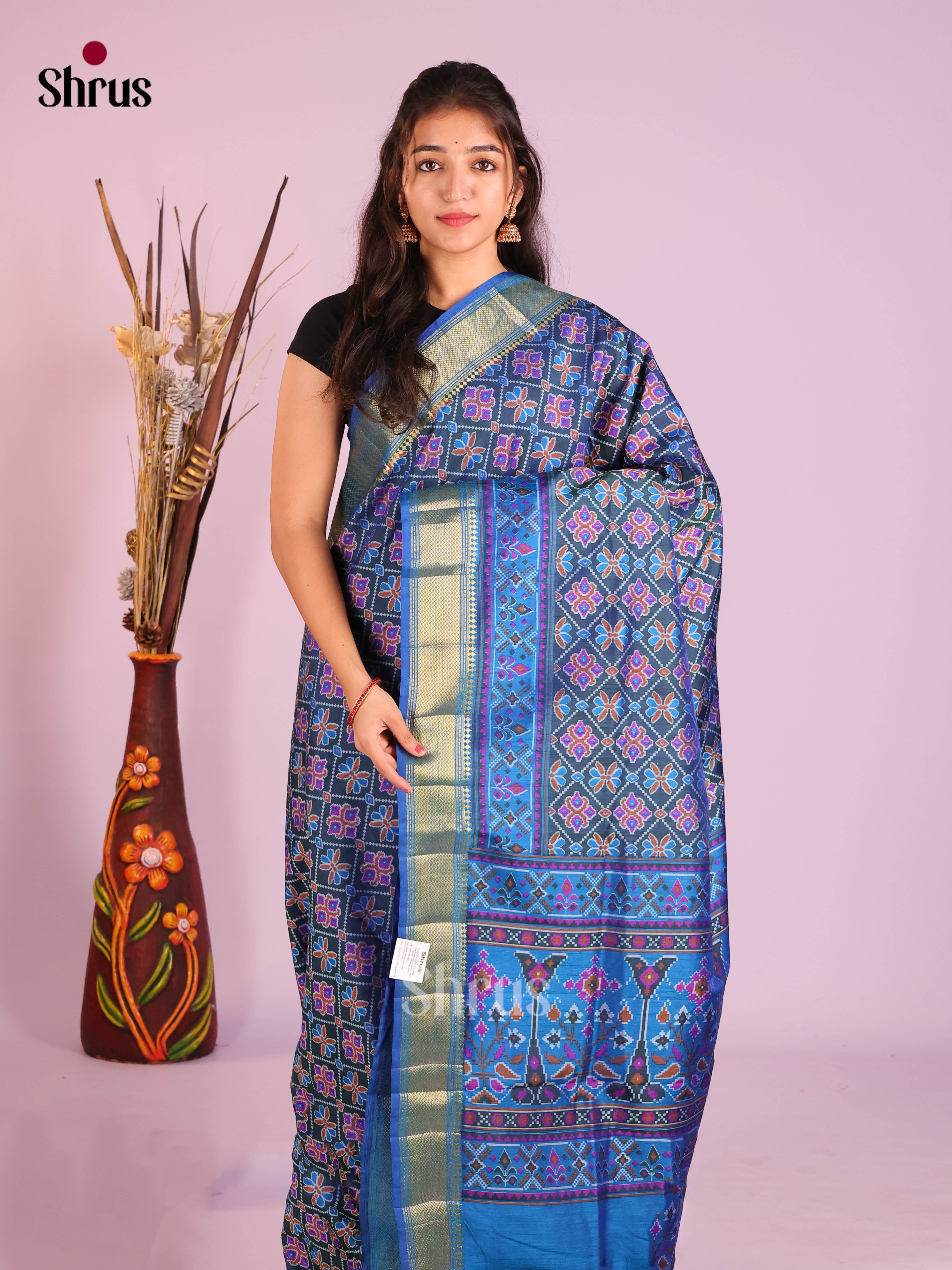 Blue - Semi Patola Saree