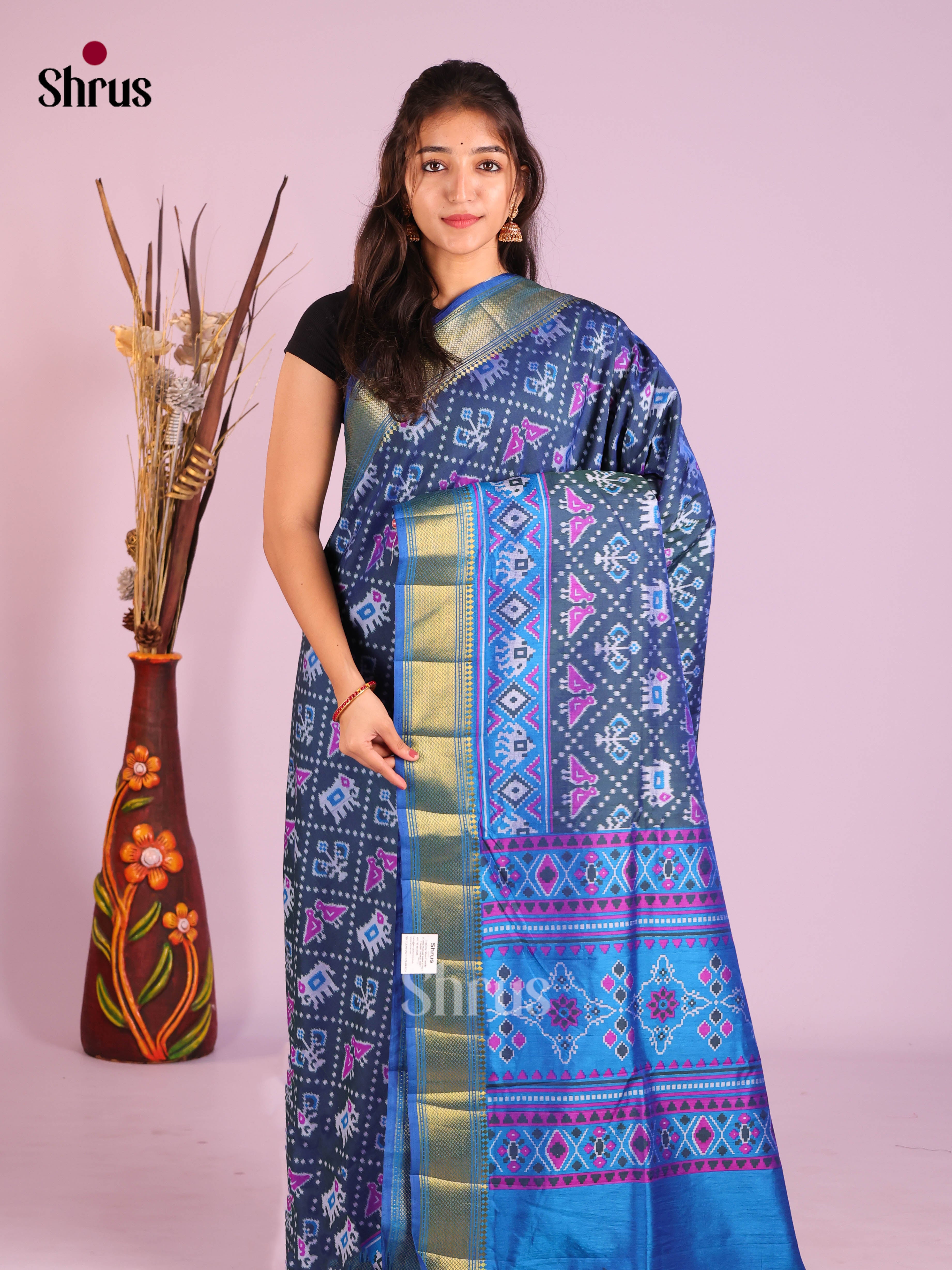 Blue - Semi Patola Saree
