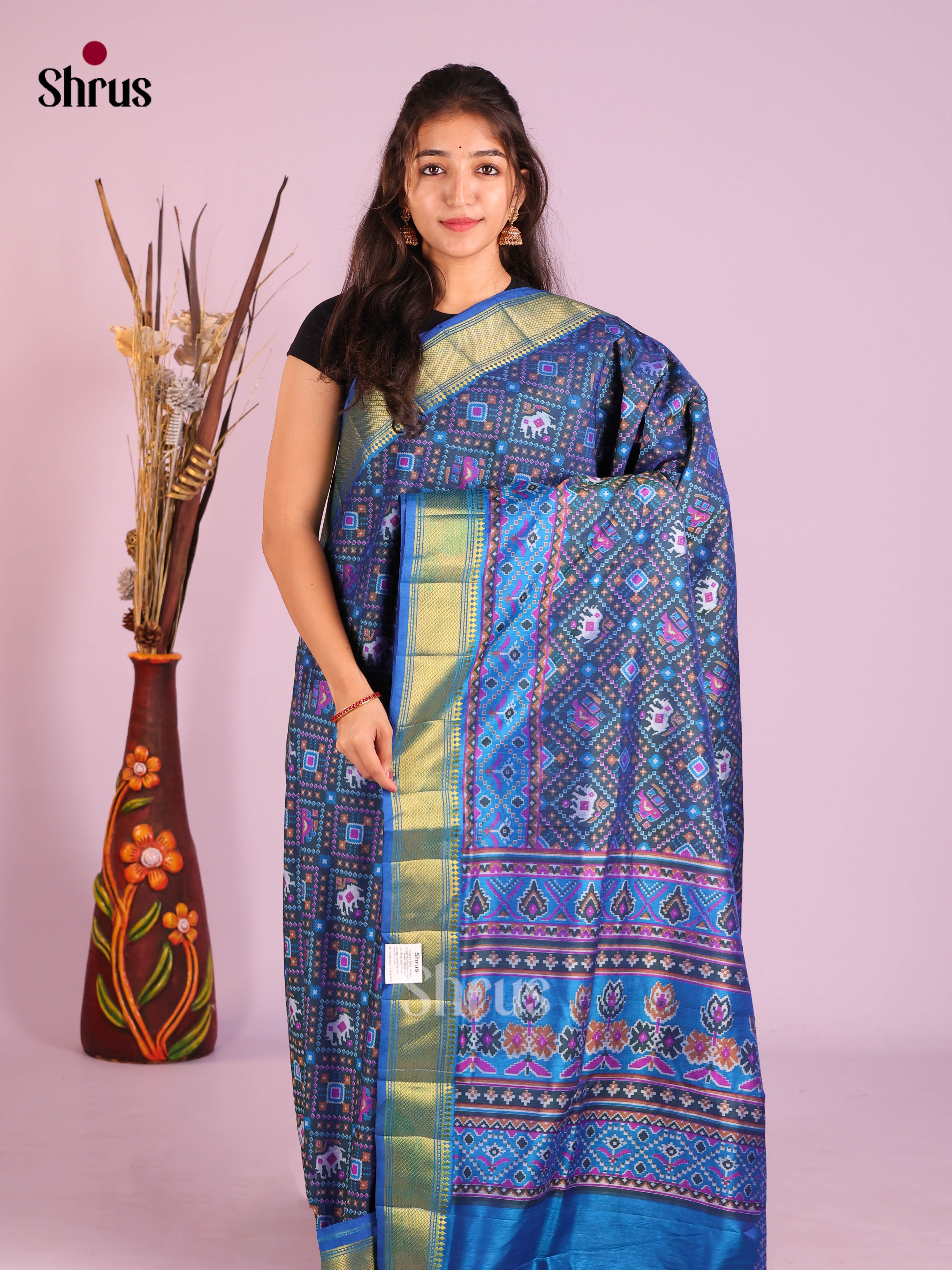 Blue - Semi Patola Saree