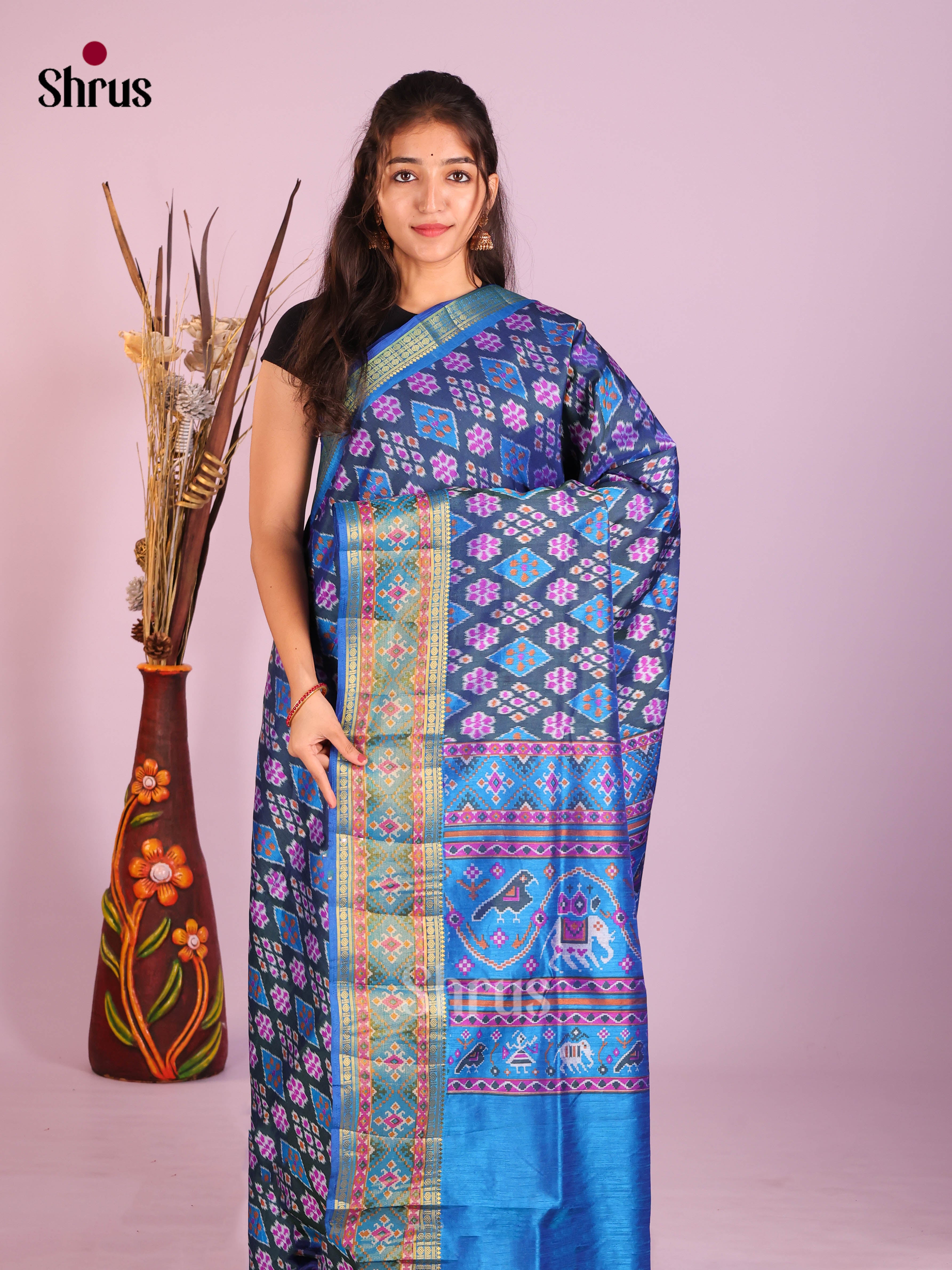 Blue - Semi Patola Saree