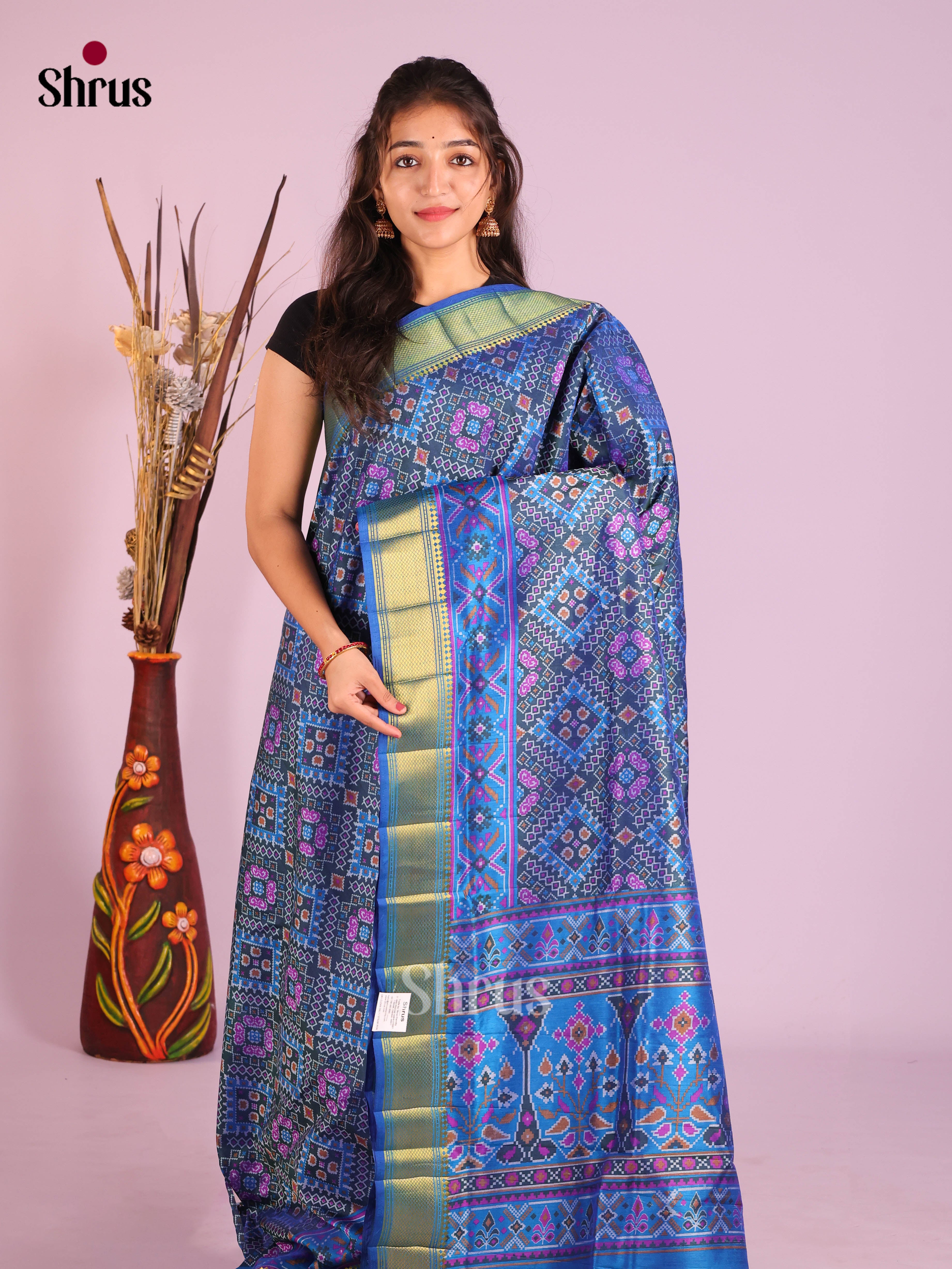 Blue- Semi Patola Saree