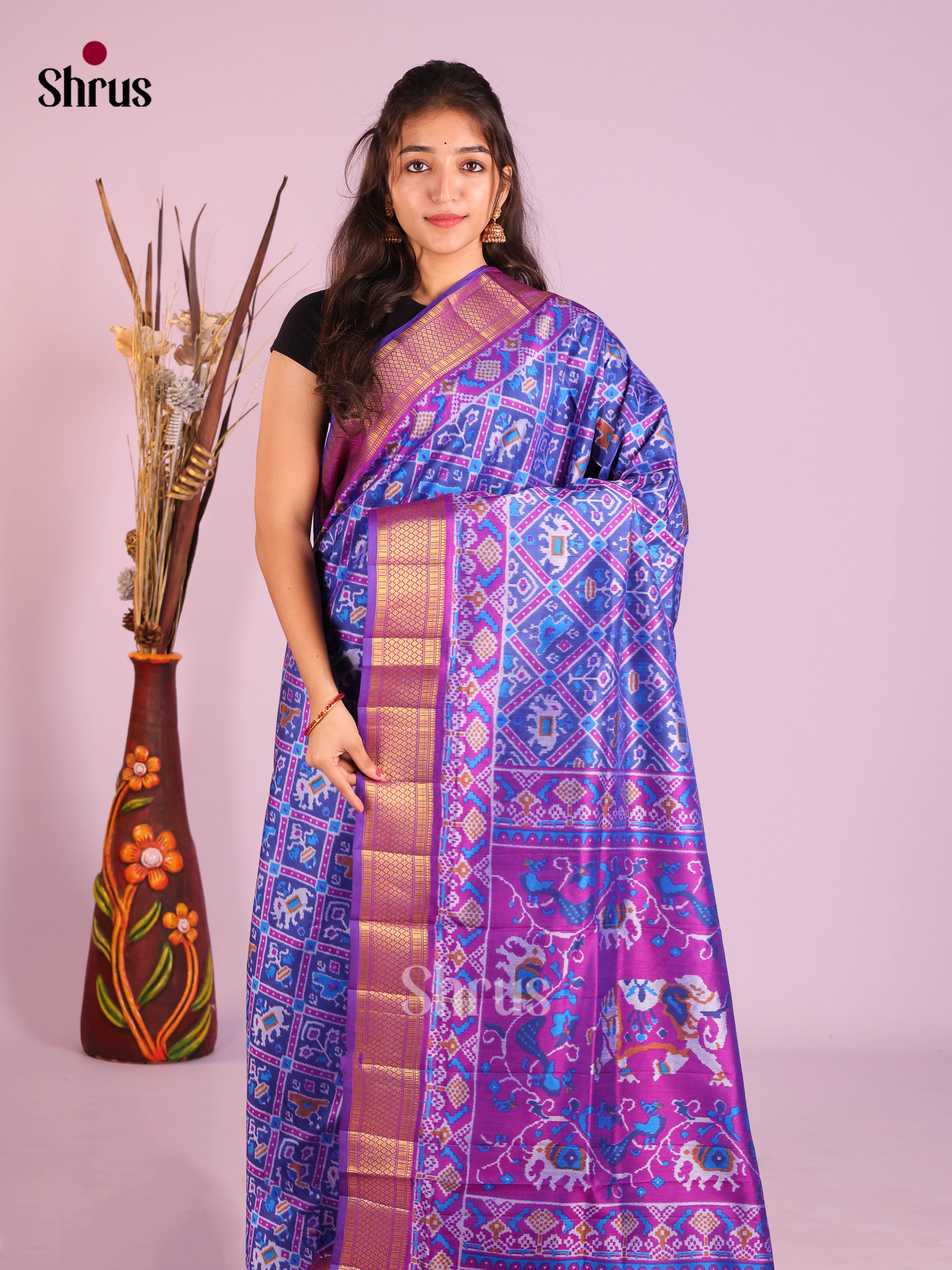 Blue & Purple - Semi Patola Saree