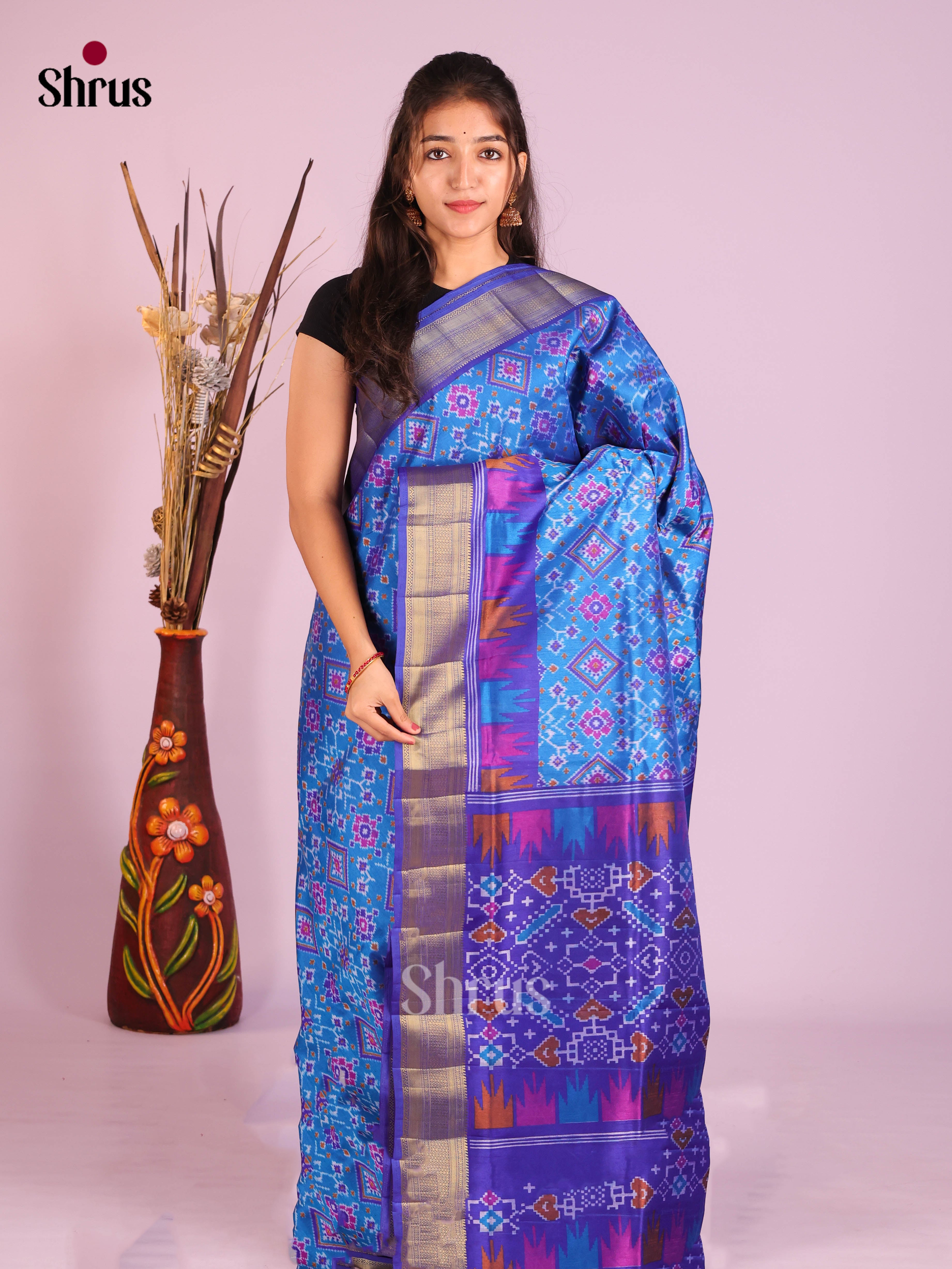 Blue - Semi Patola Saree