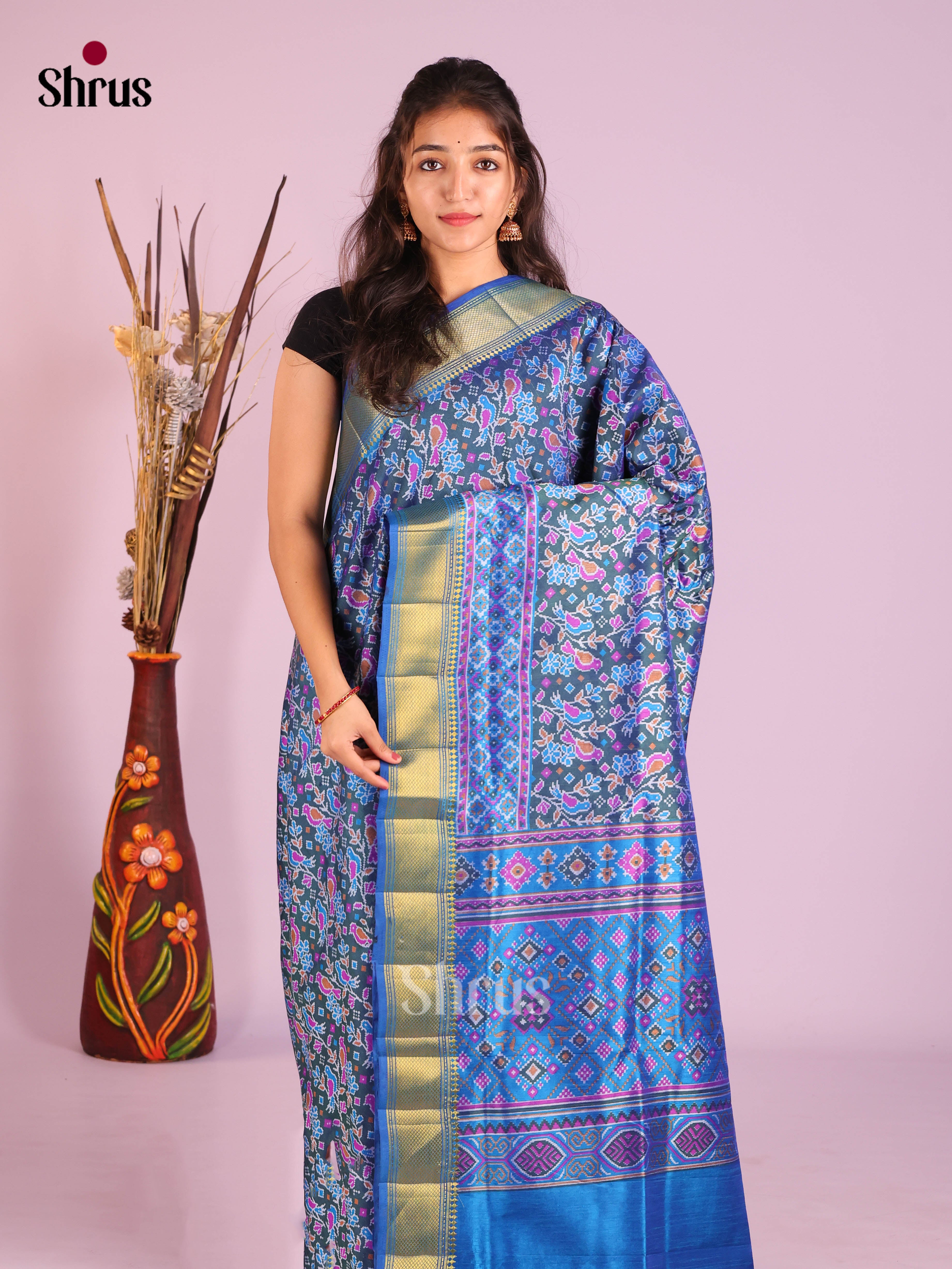 Blue - Semi Patola Saree