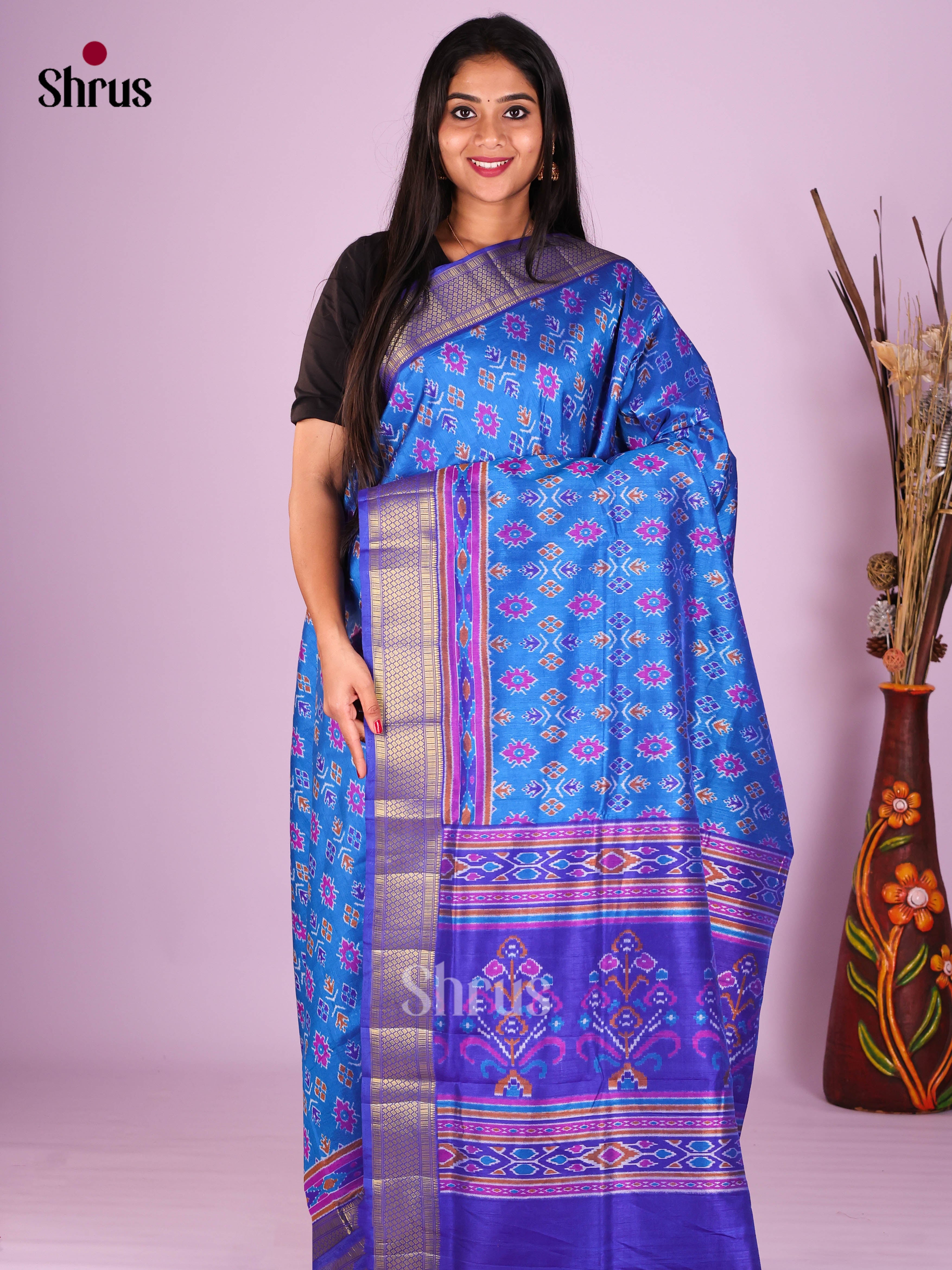 Blue- Semi Patola Saree
