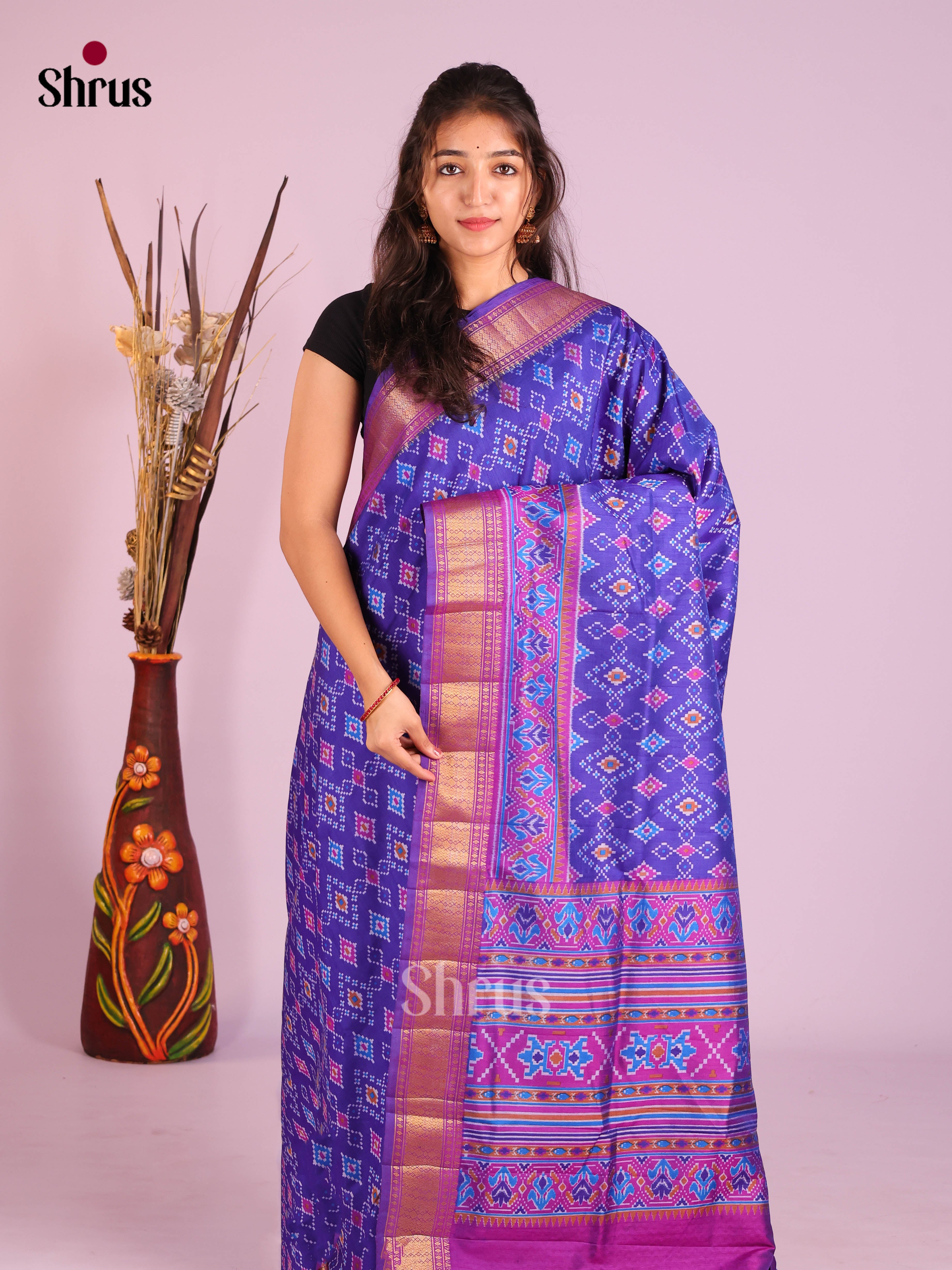 Blue & Purple - Semi Patola Saree