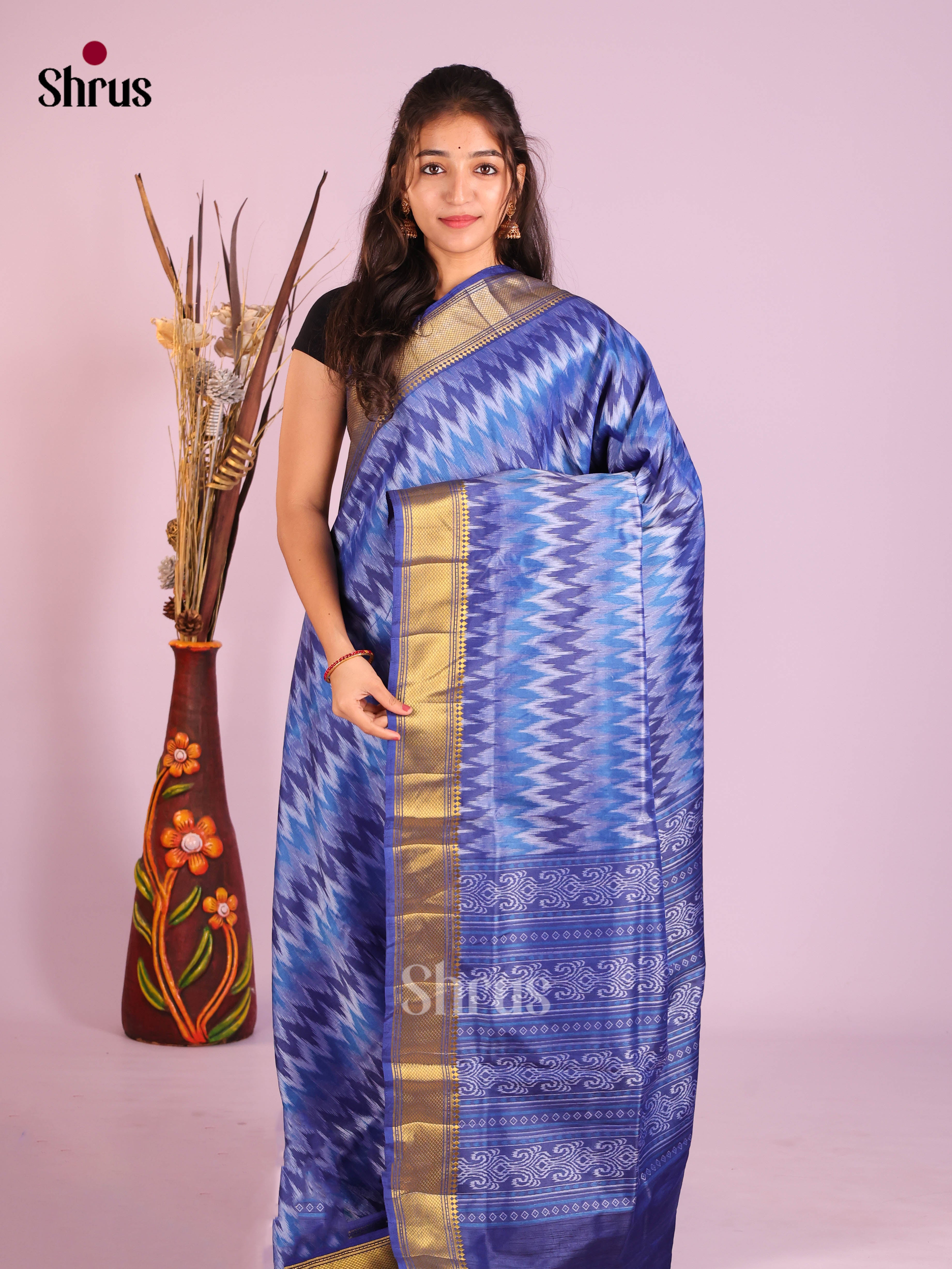 Blue - Semi Patola Saree