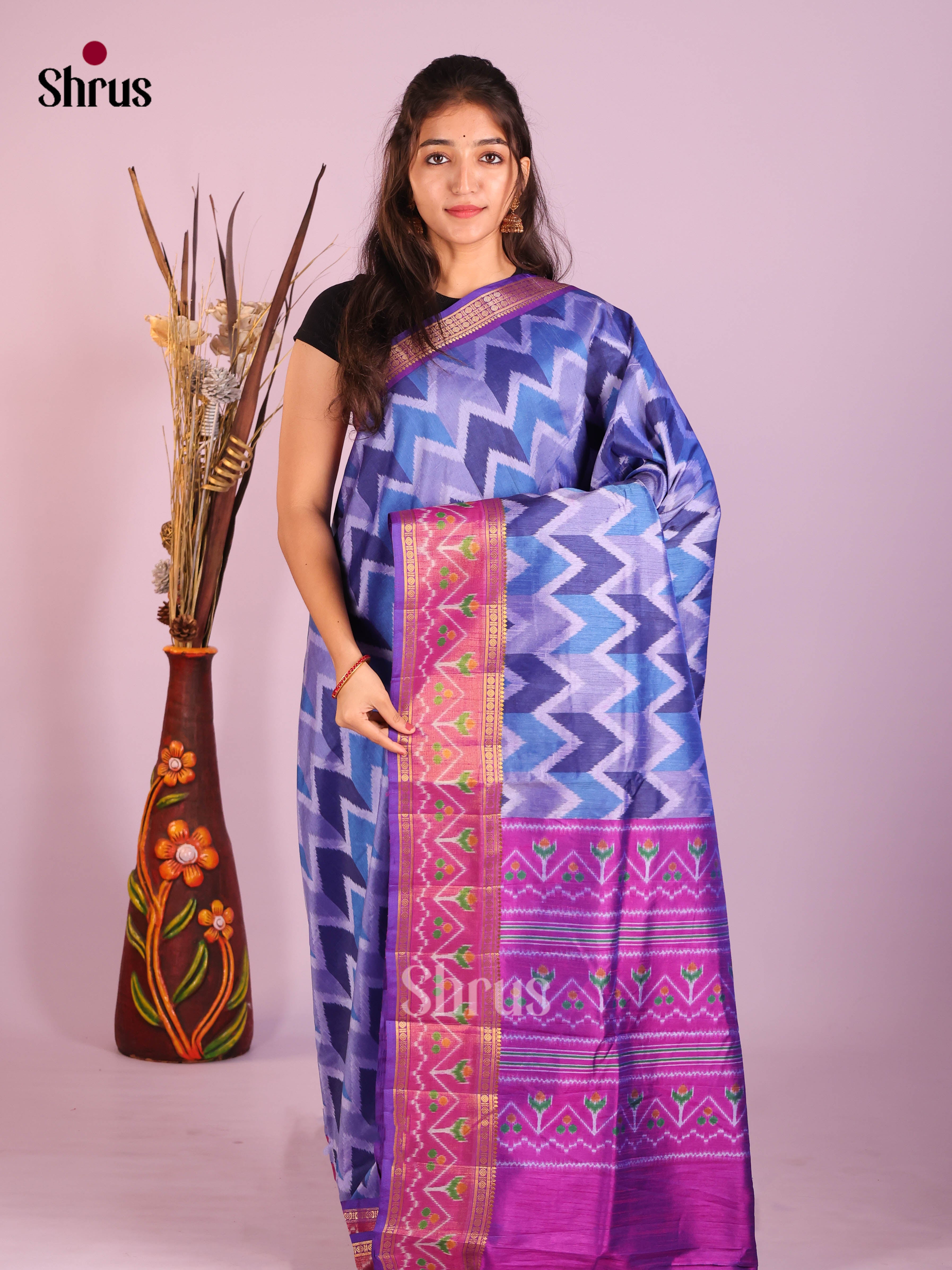Blue & Purple- Semi Patola Saree