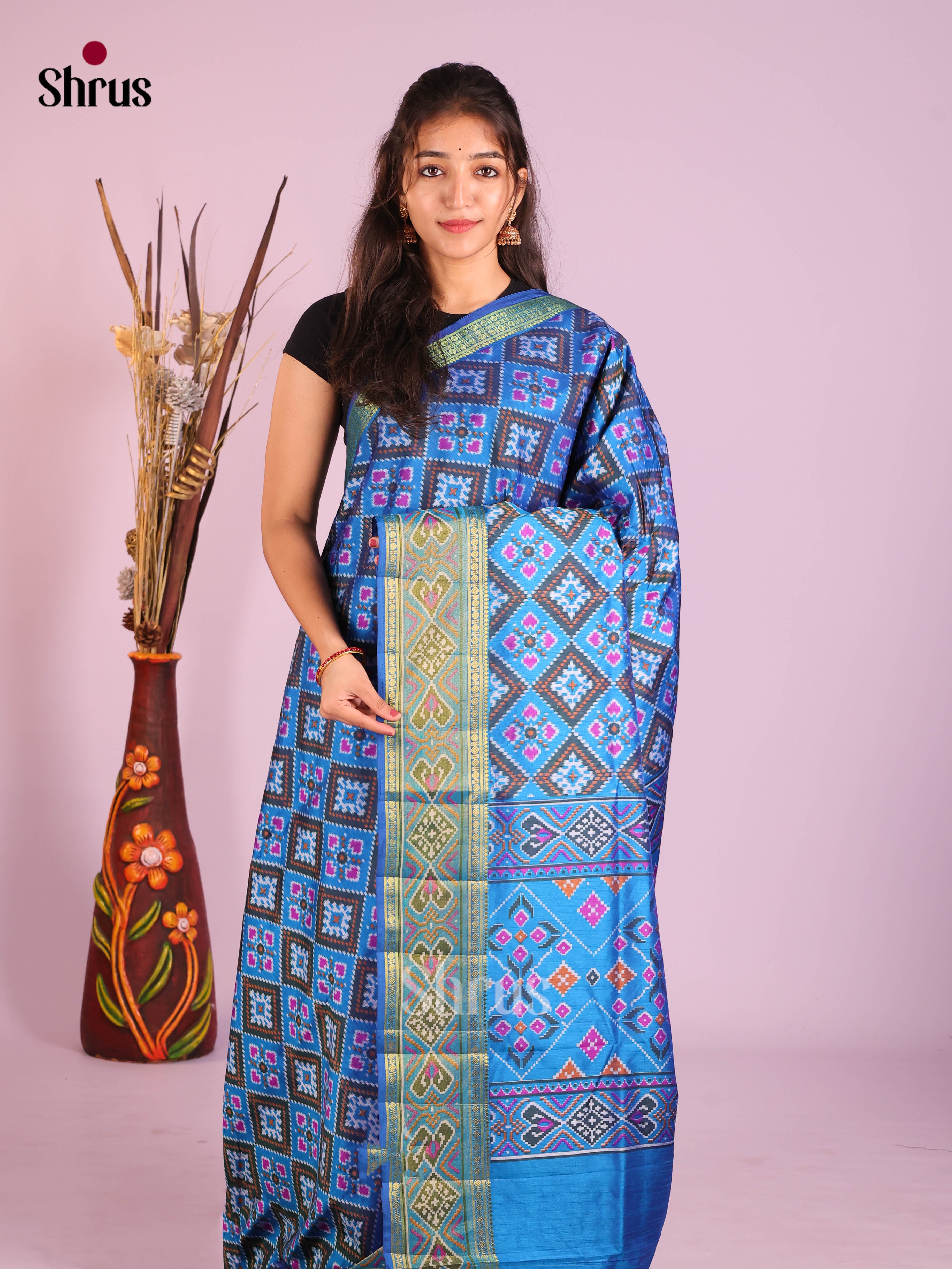Blue - Semi Patola Saree
