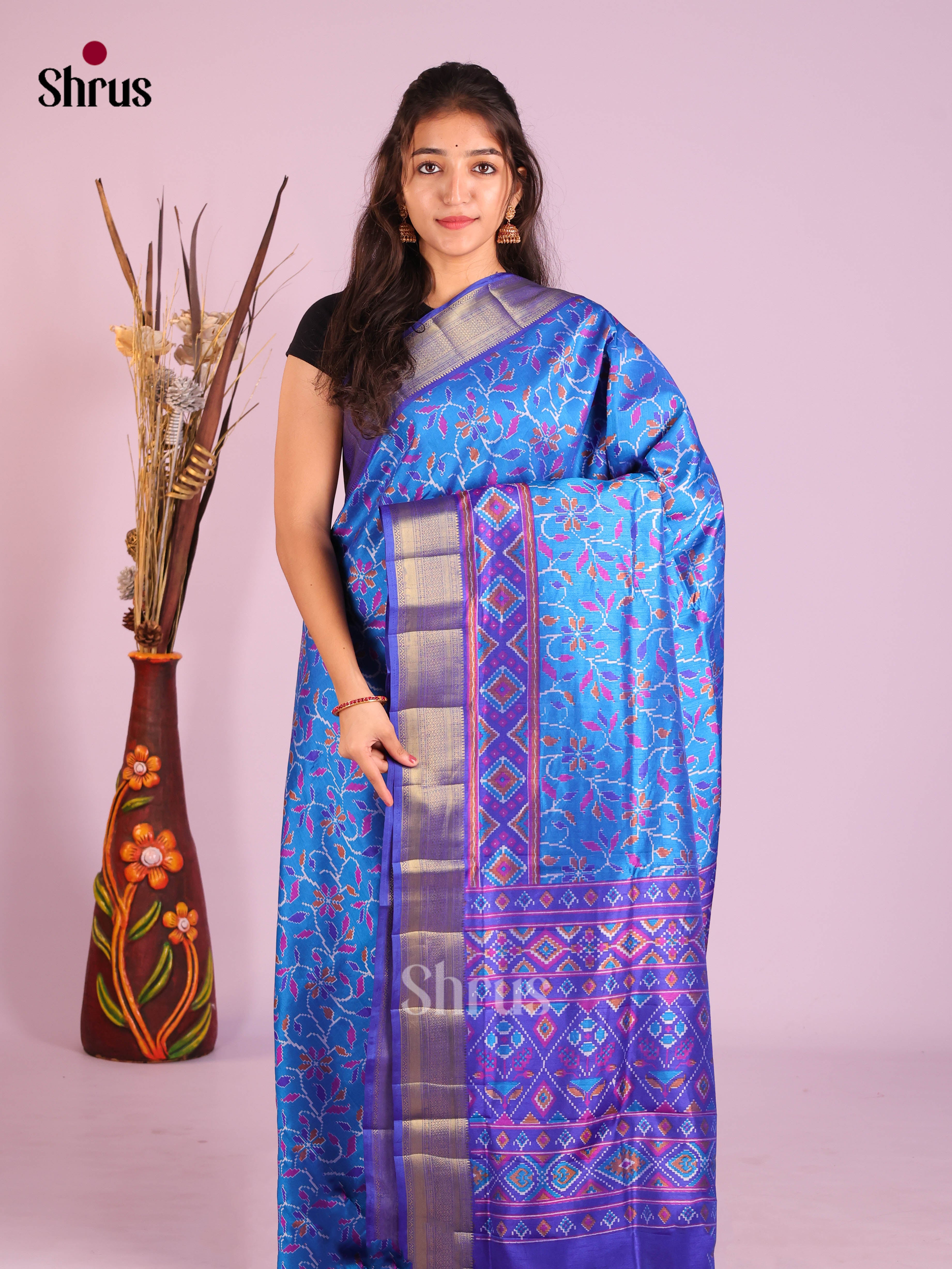 Blue  - Semi Patola Saree