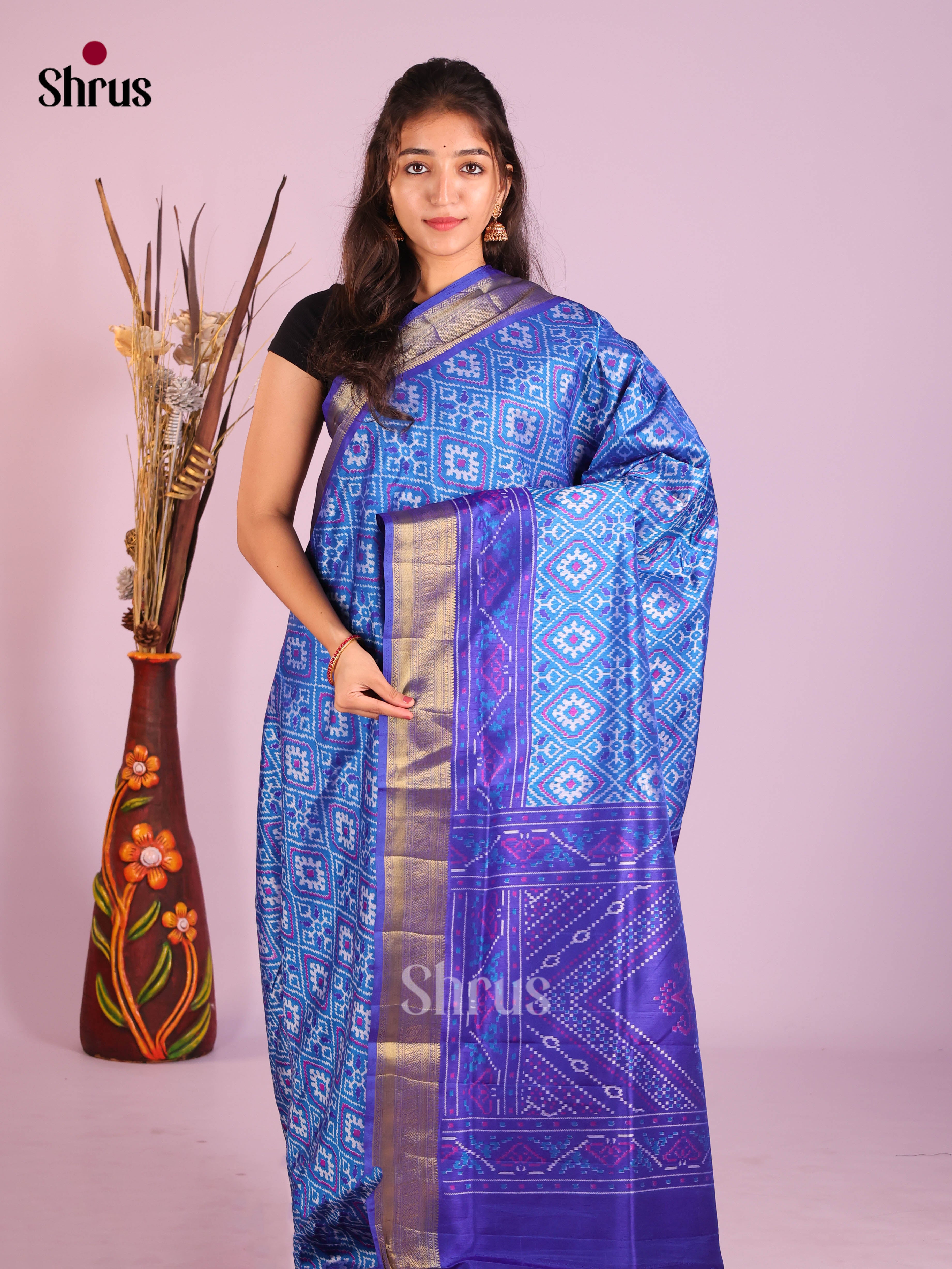 Blue- Semi Patola Saree