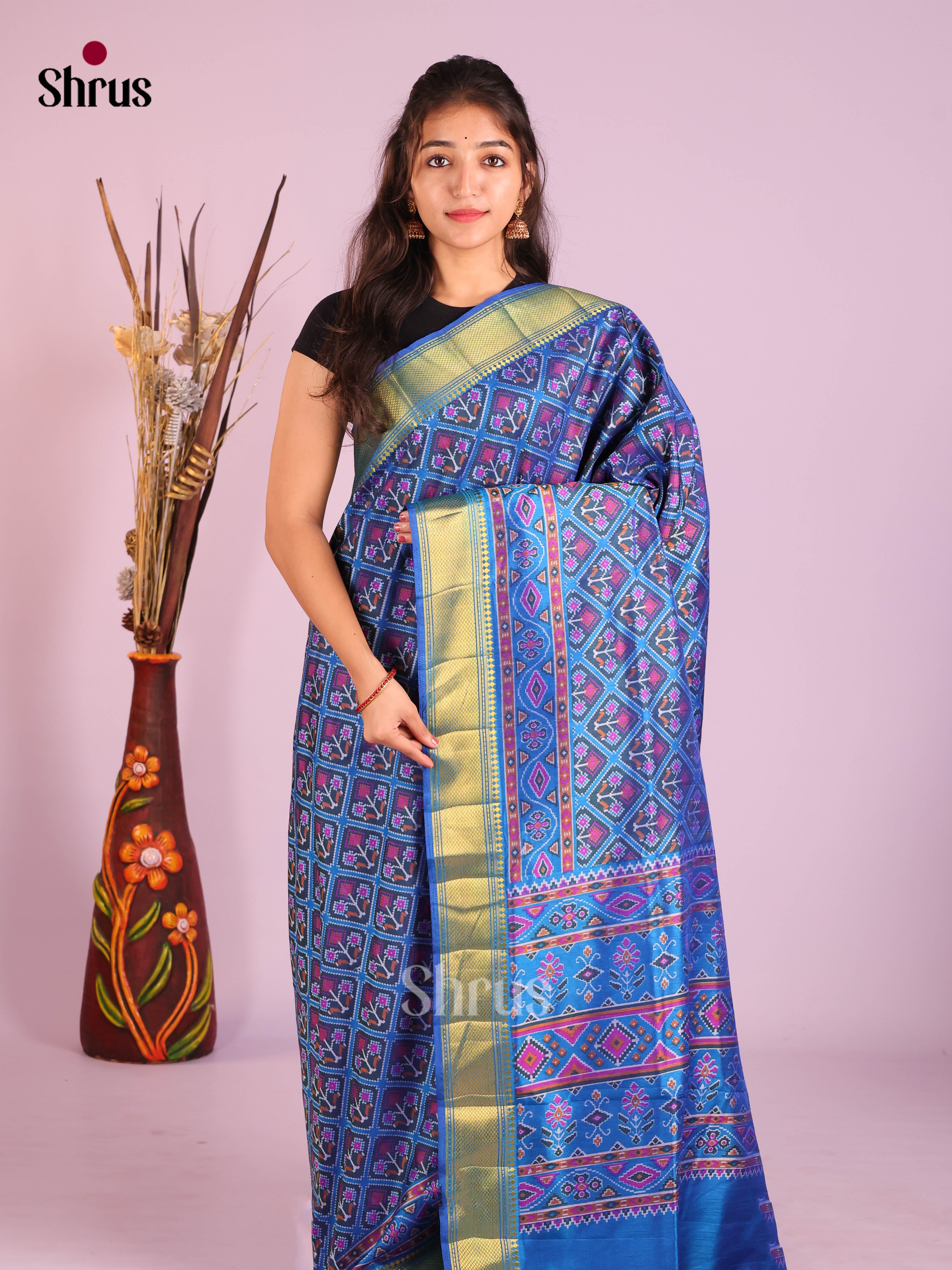 Blue - Semi Patola Saree