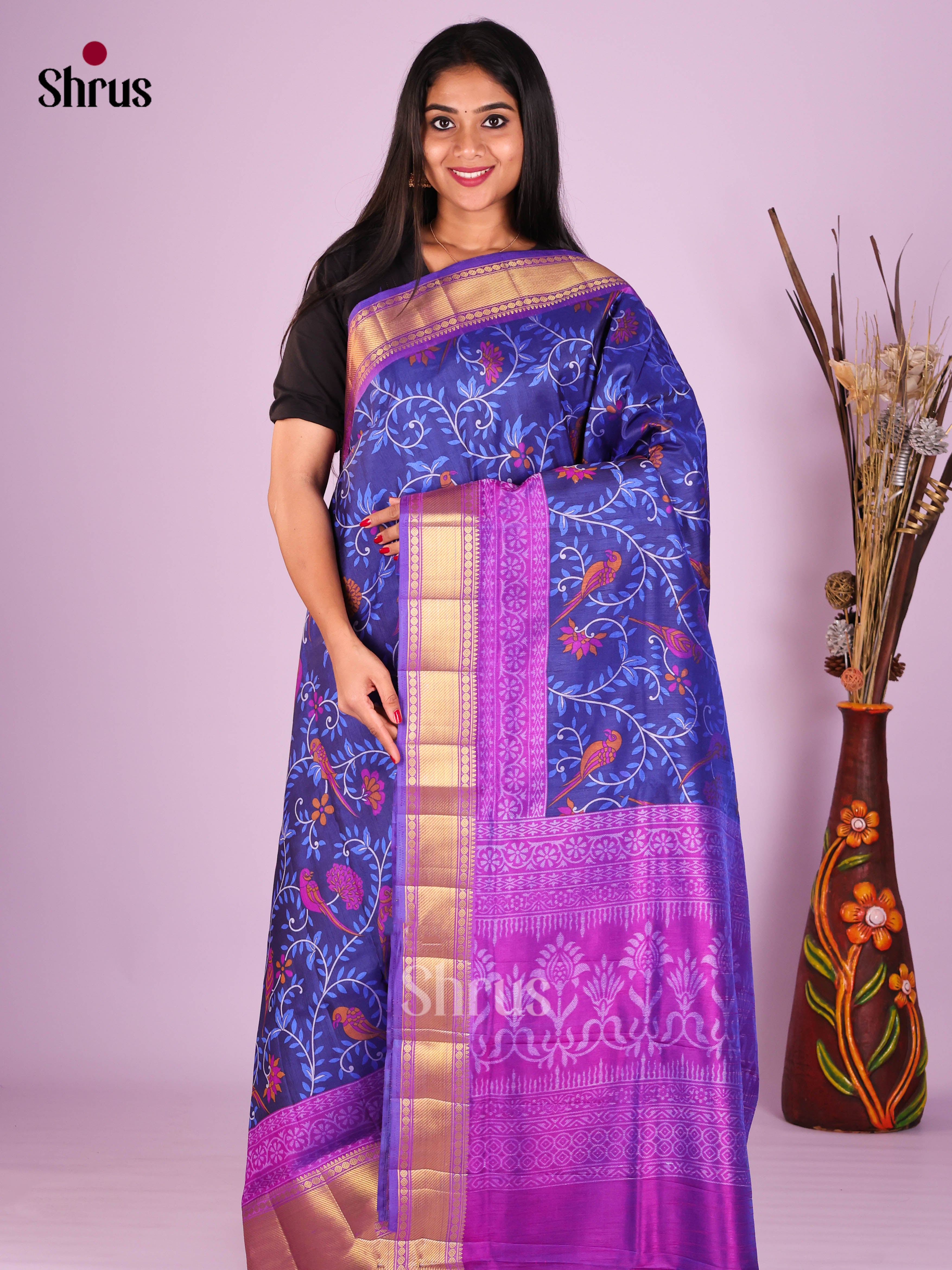 Blue & Purple - Semi Patola Saree