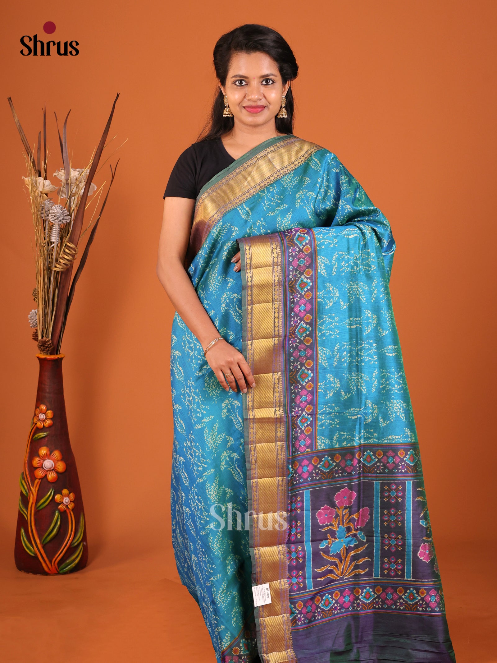 Blue & purple - Semi Patola Saree