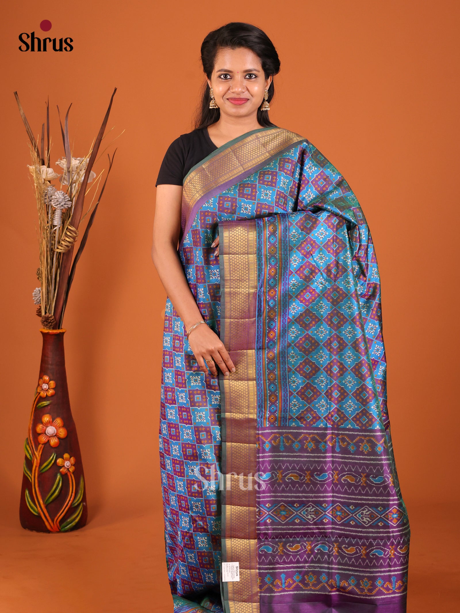 Blue & Purple - Semi Patola Saree