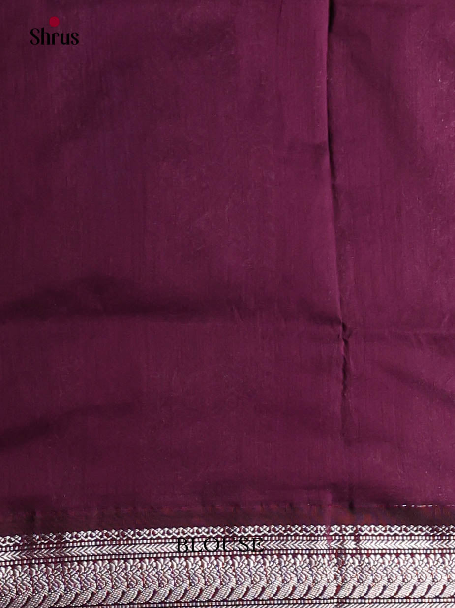 Dark Mustard & Violet - Kalyani Cotton Saree - Shop on Shrus.com