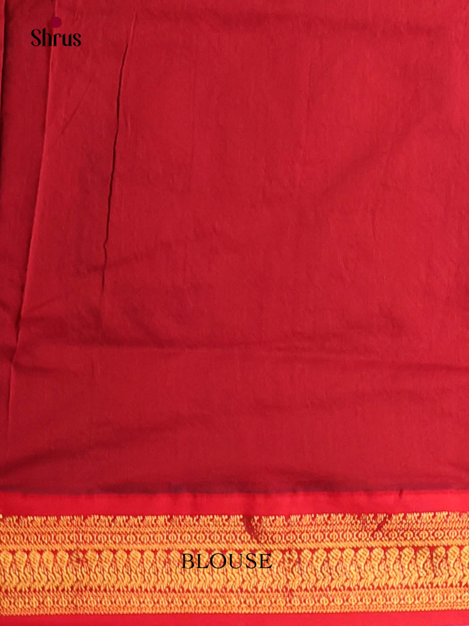 Blue & Red - Kalyani Cotton Saree