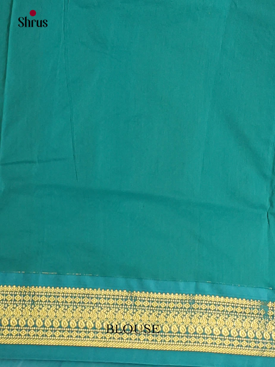 Pastel Blue & teal- Kalyani Cotton Saree - Shop on Shrus.com
