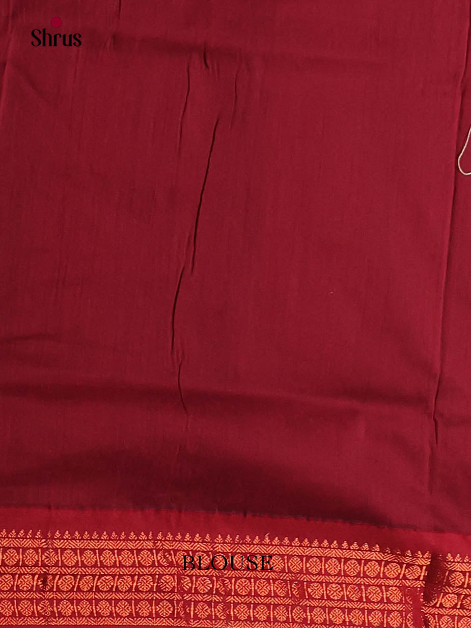 Grey & Maroon - Kalyani Cotton Saree - Shop on Shrus.com