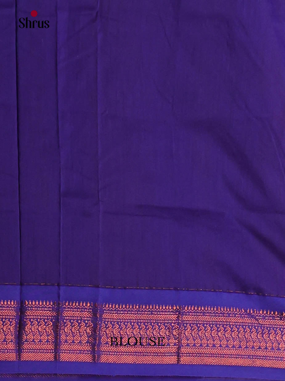 Reddish Pink & Blue - Kalyani Cotton Saree