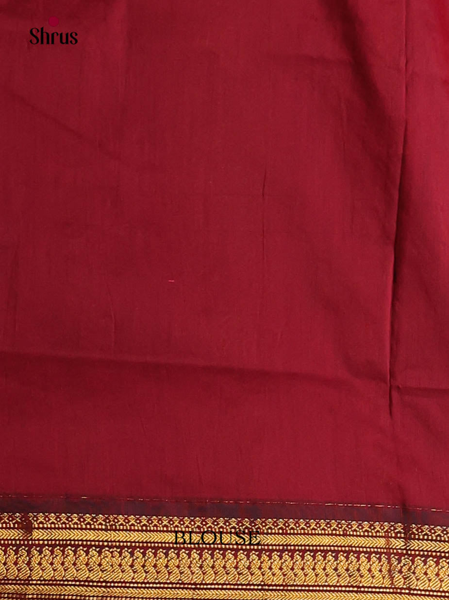 Grey & Maroon  - Kalyani Cotton Saree - Shop on Shrus.com