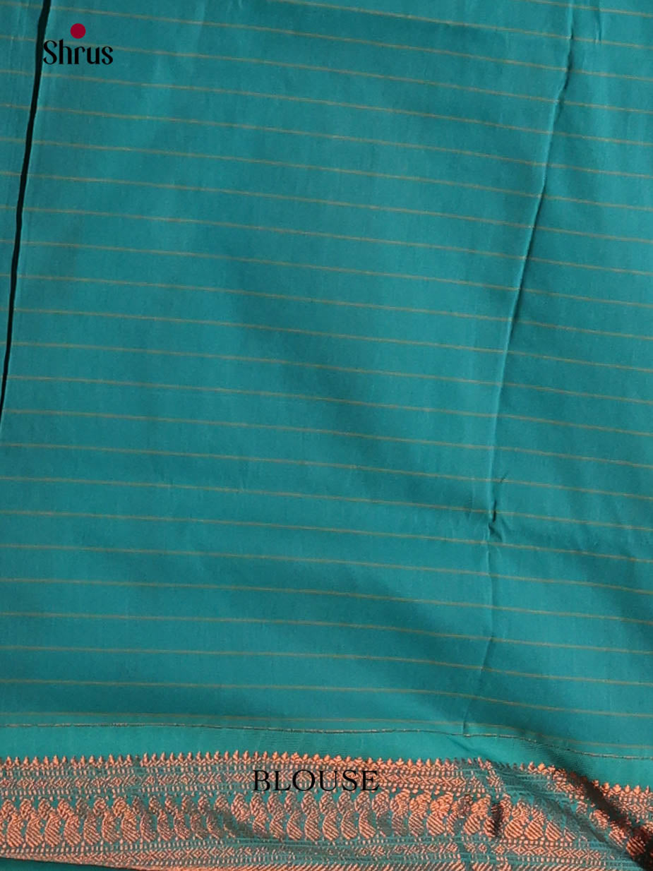 Green & Blue  - Kalyani Cotton Saree - Shop on Shrus.com